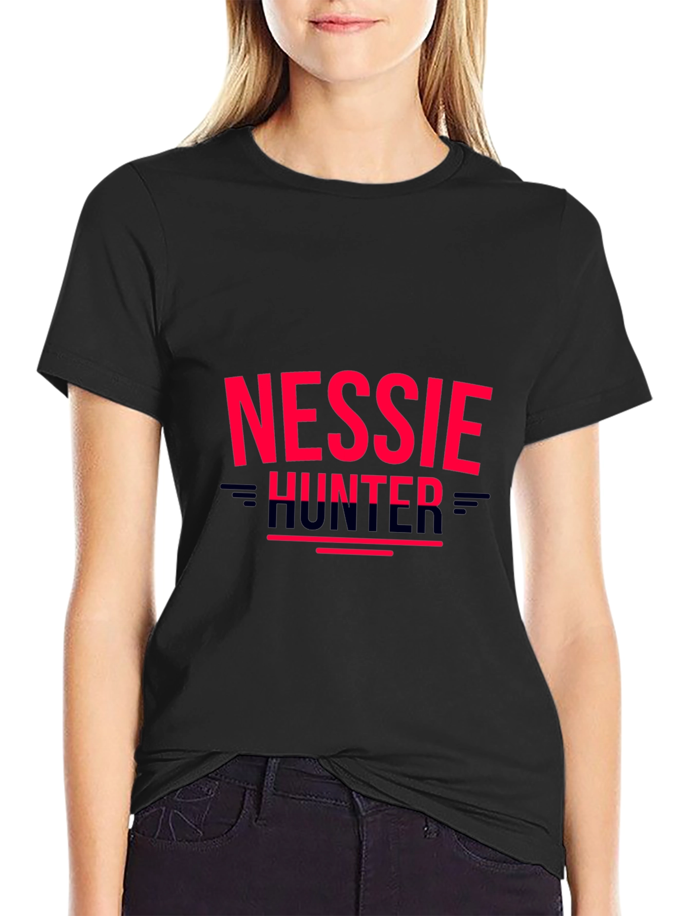 Nessie Hunter Graphic Tee - Novelty Black T-Shirt