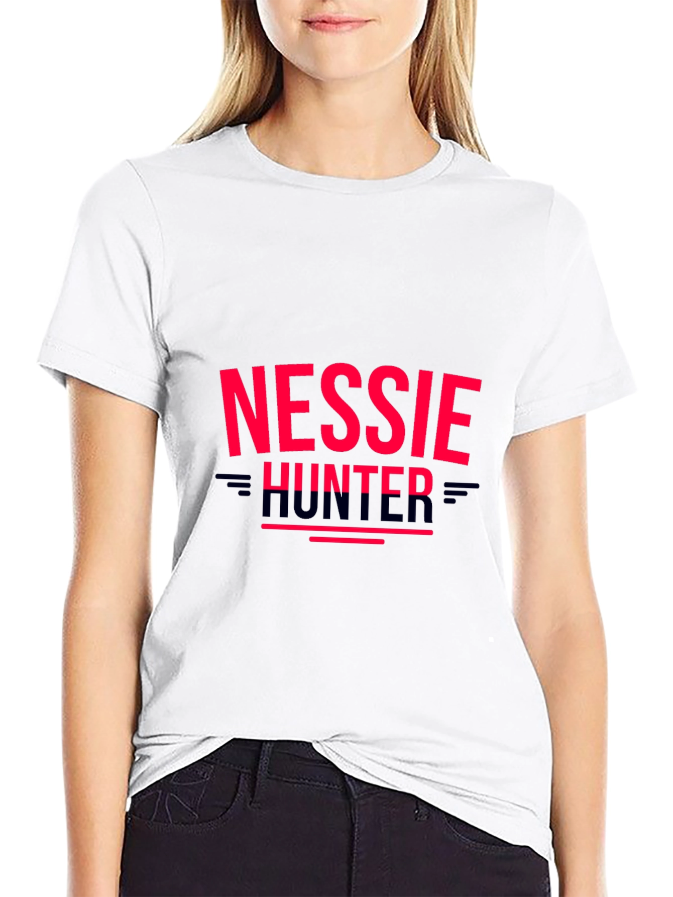 Nessie Hunter Graphic Tee - Novelty Black T-Shirt