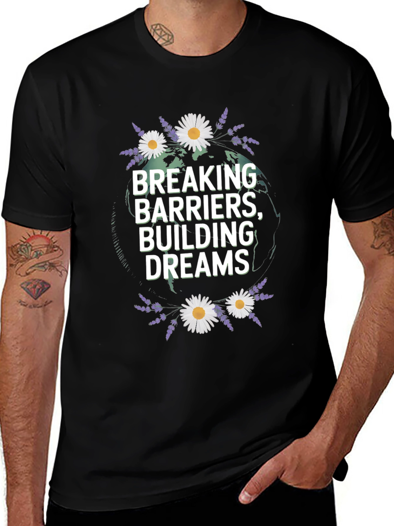 Breaking Barriers T-Shirt - Floral Earth Design