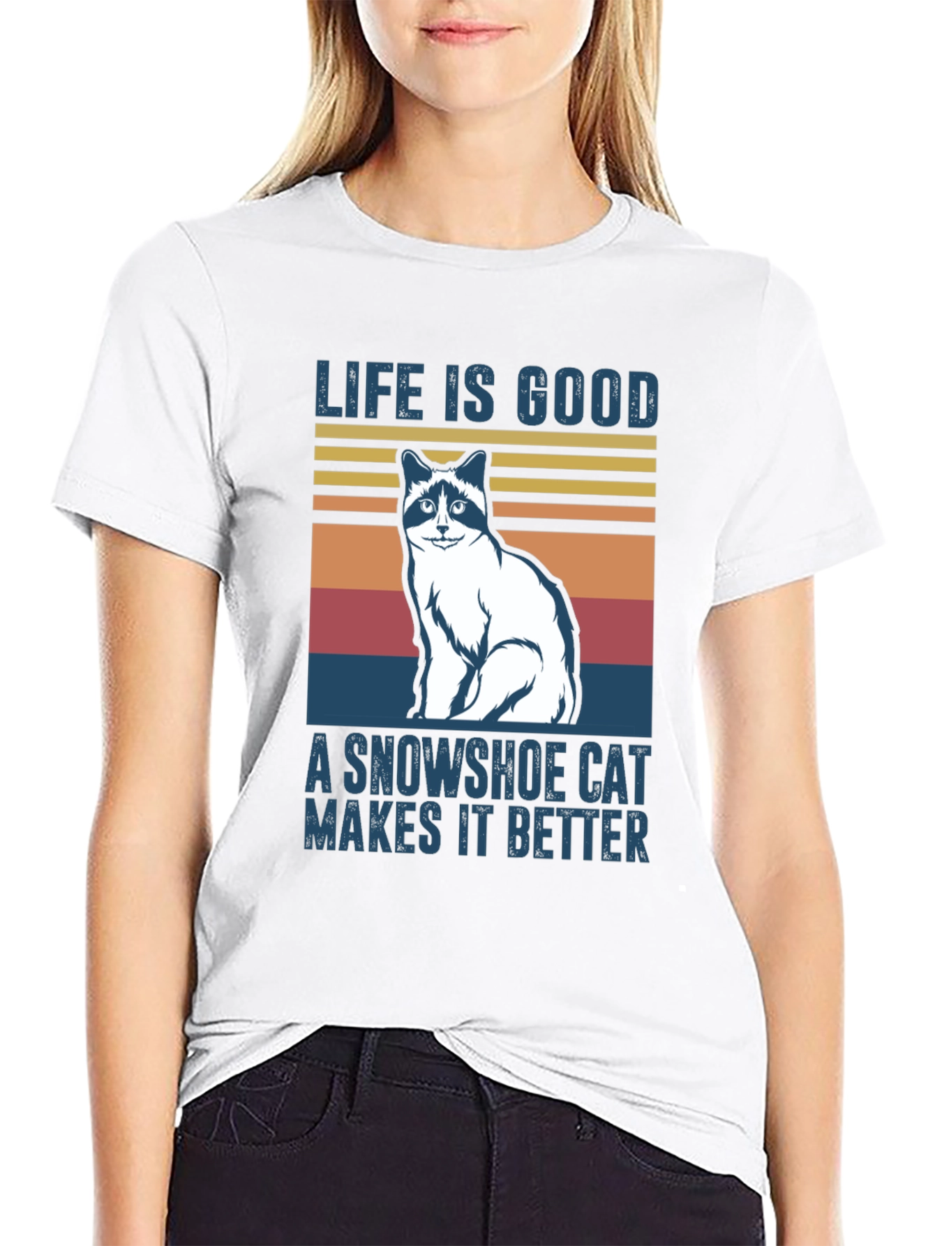 Life is Good Snowshoe Cat T-Shirt