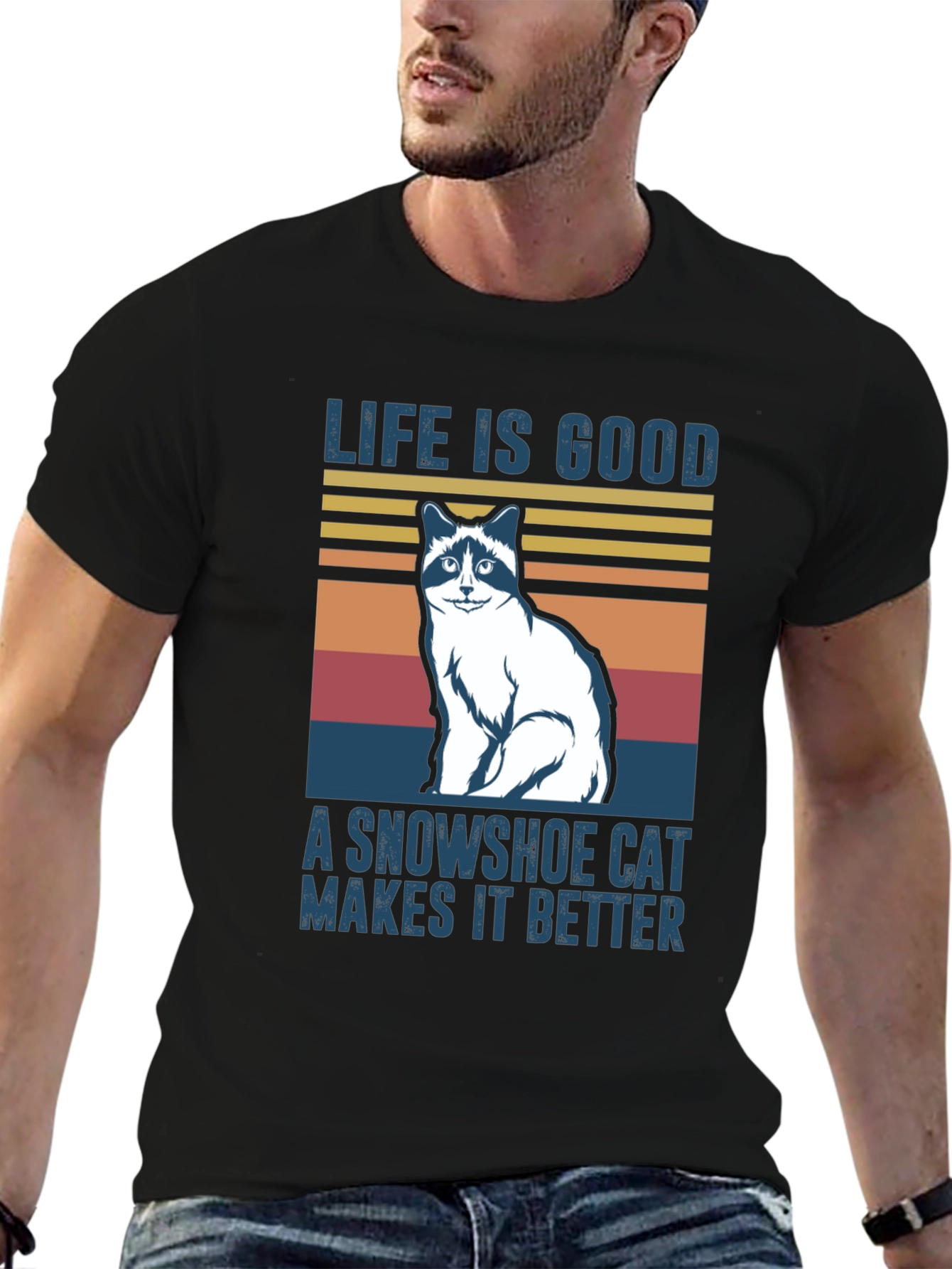 Life is Good Snowshoe Cat T-Shirt