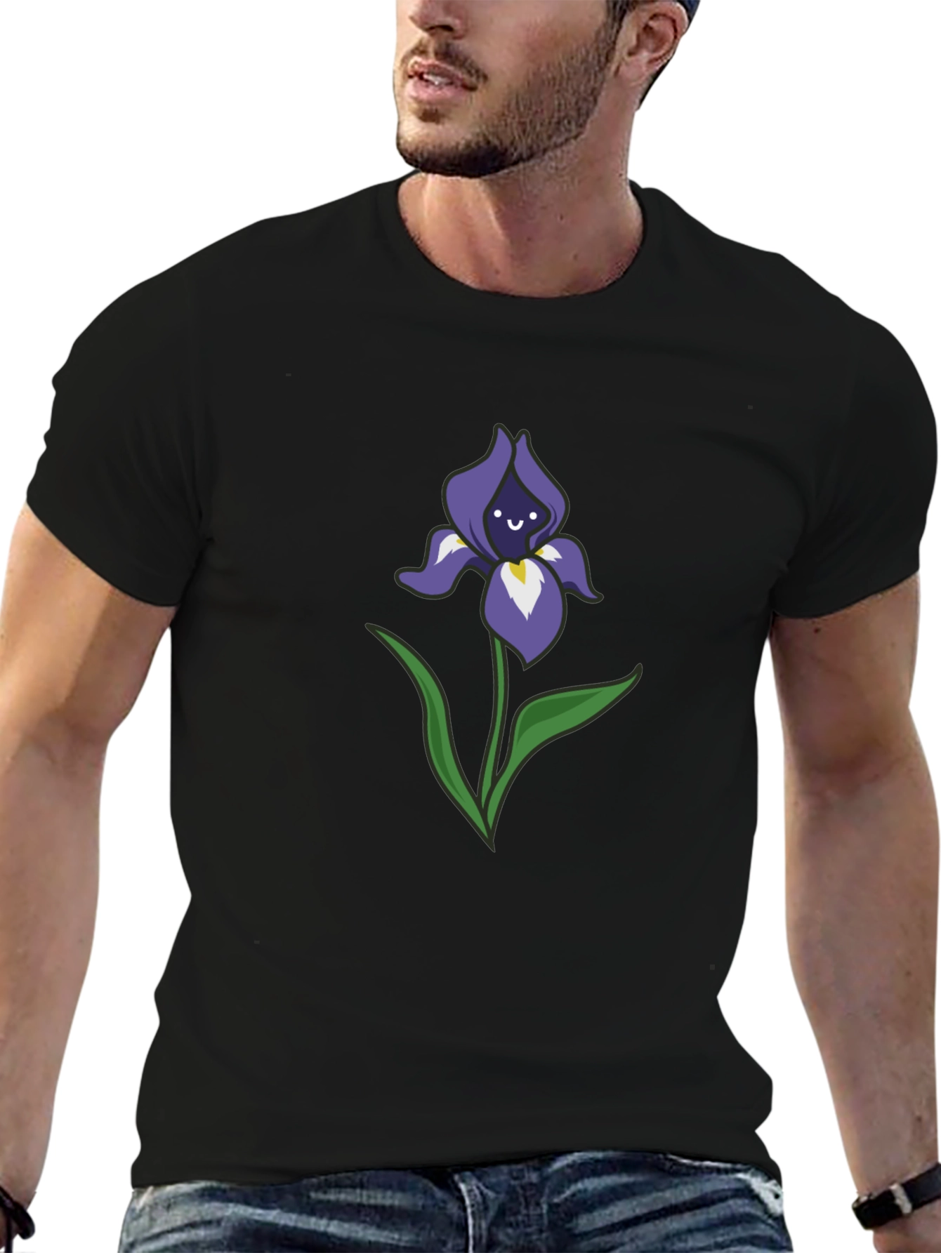 Smiling Iris Graphic Tee - Stylish Casual Comfort