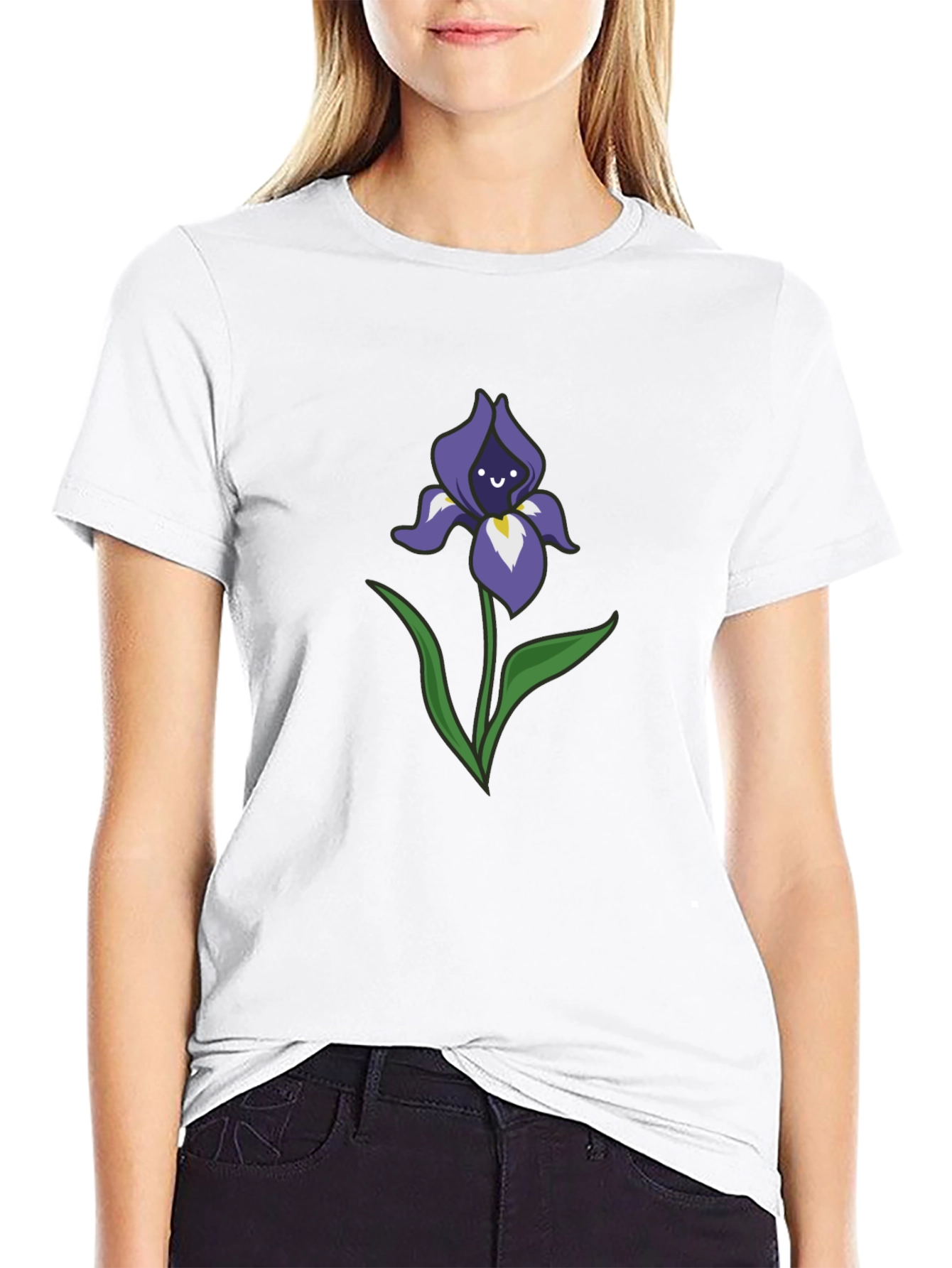 Smiling Iris Graphic Tee - Stylish Casual Comfort