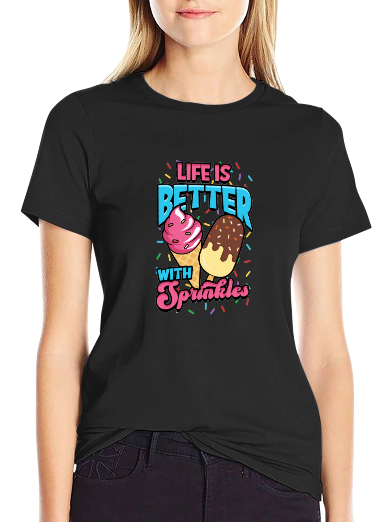 Life is Better With Sprinkles Black T-Shirt