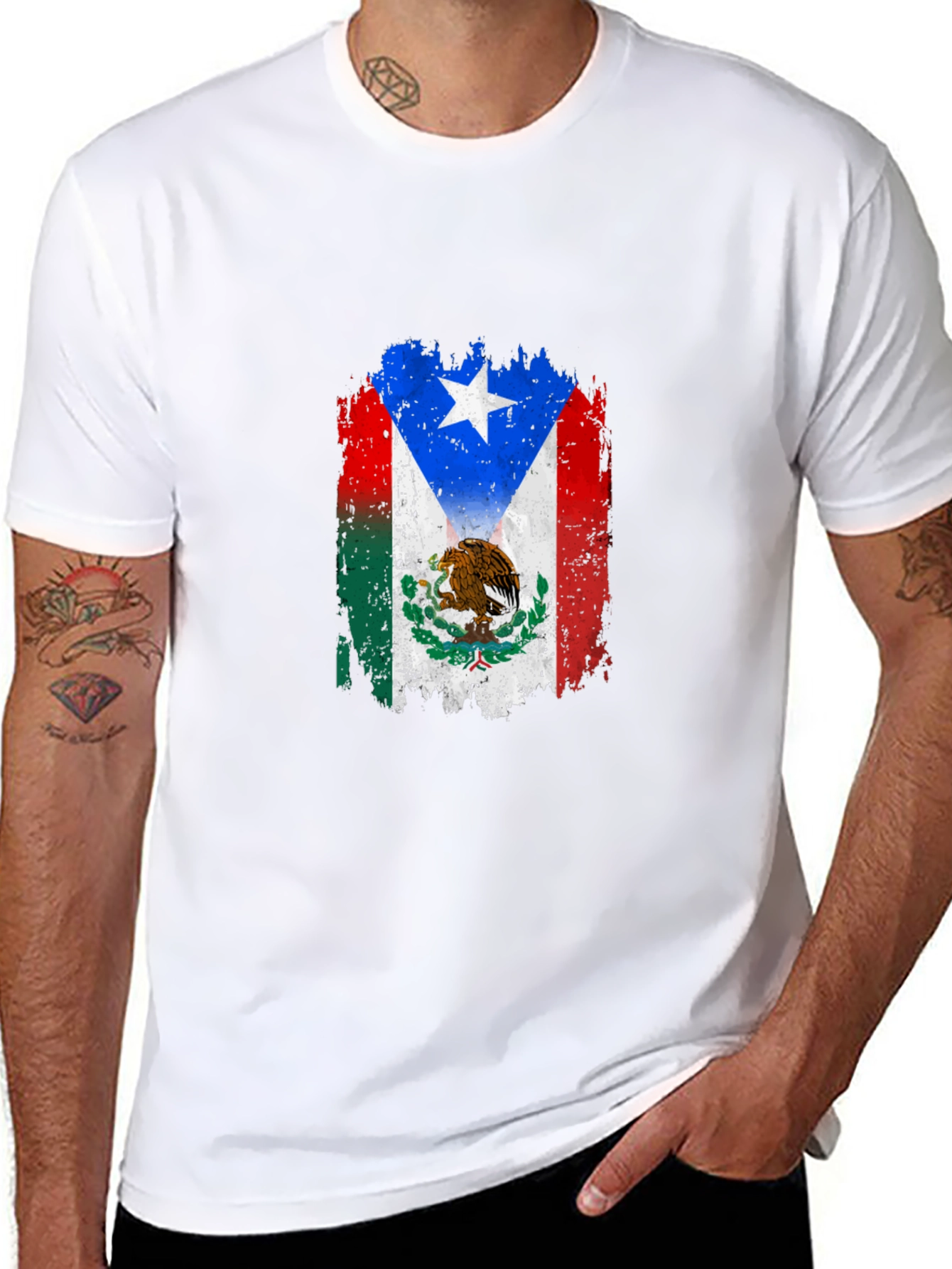 Mexico Puerto Rico Flag T-Shirt