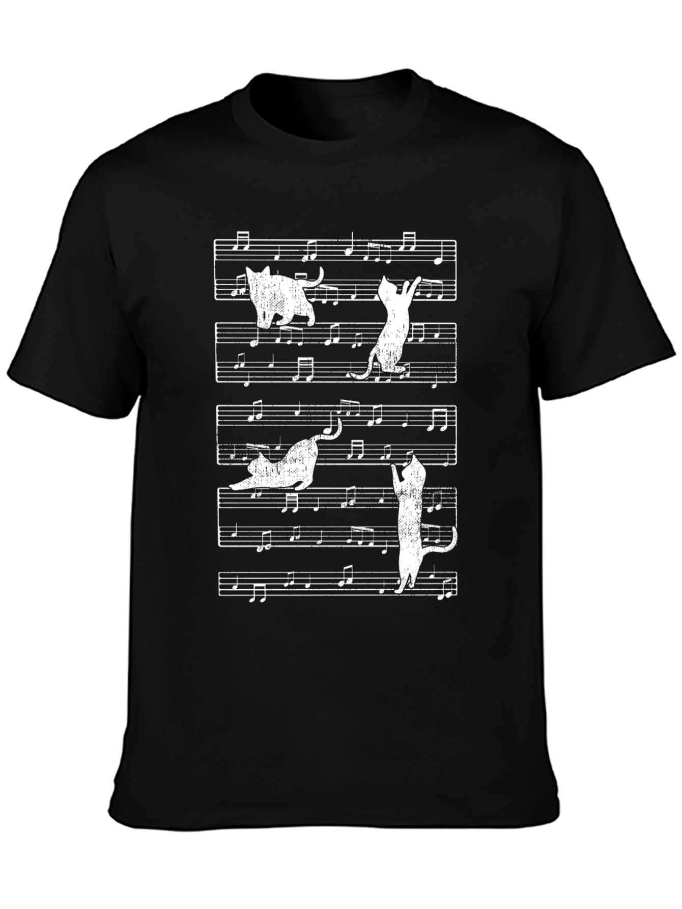 Cat Music Notes Graphic Tee