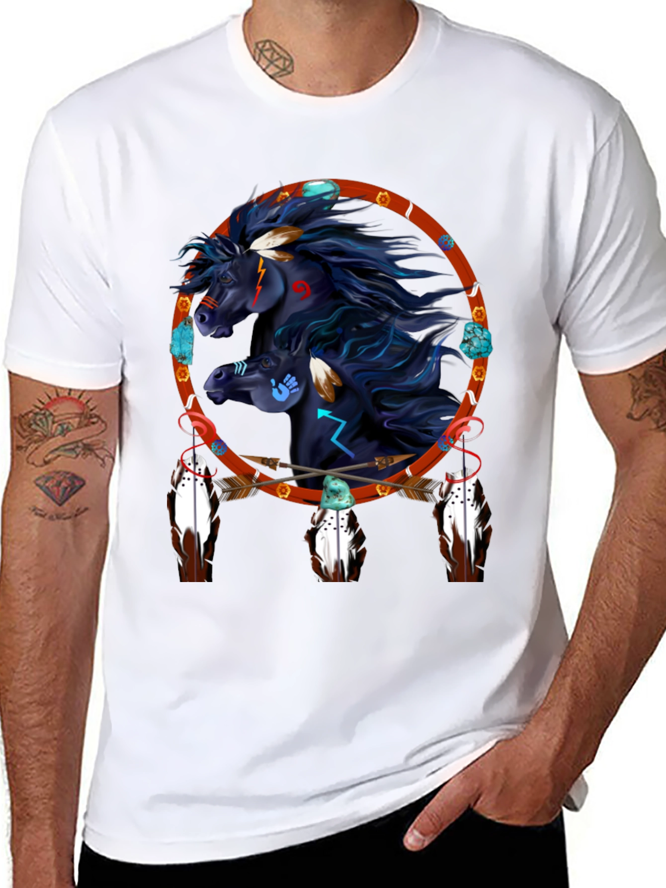 Native American Horse Dreamcatcher Graphic Tee