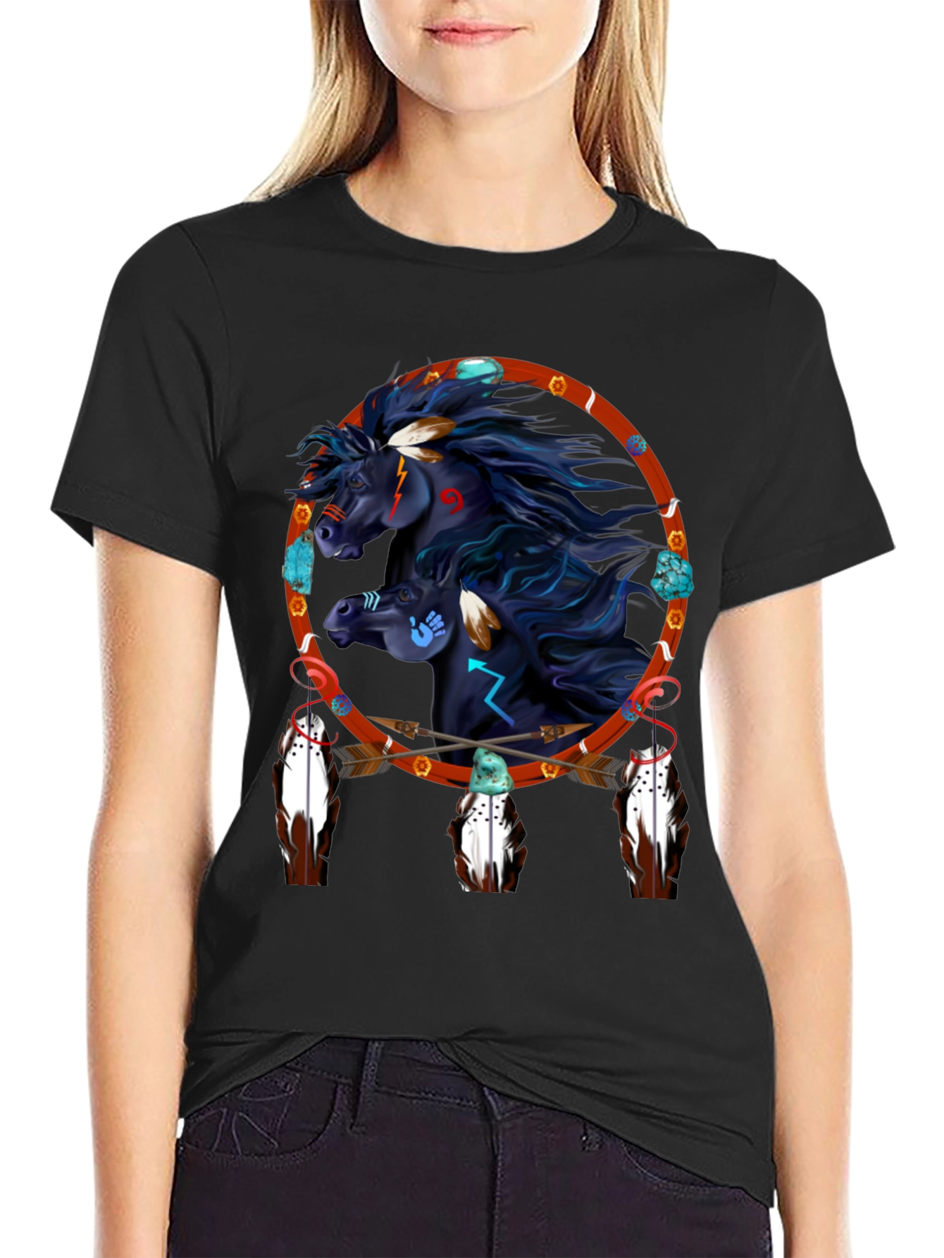 Native American Horse Dreamcatcher Graphic Tee