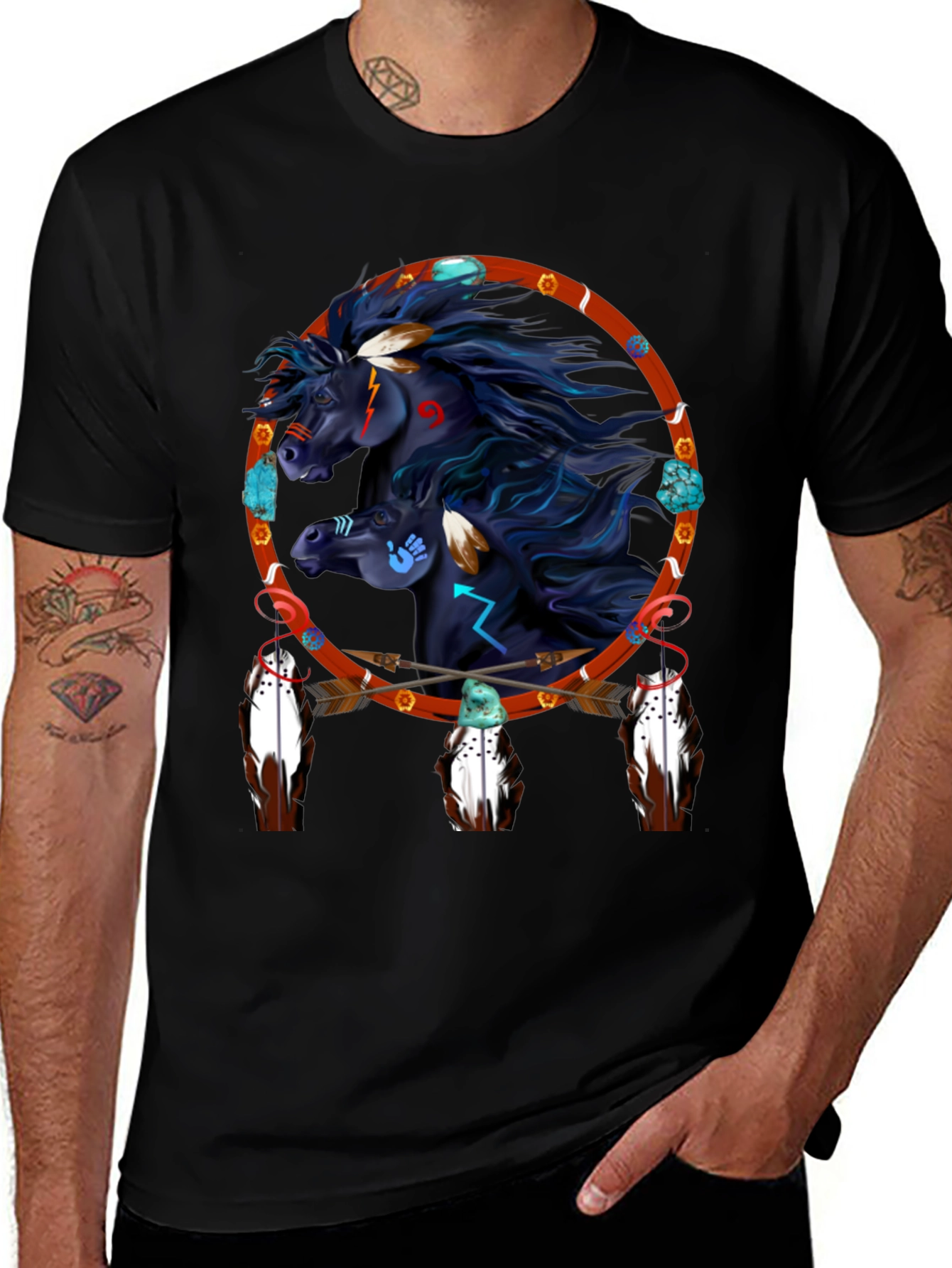 Native American Horse Dreamcatcher Graphic Tee