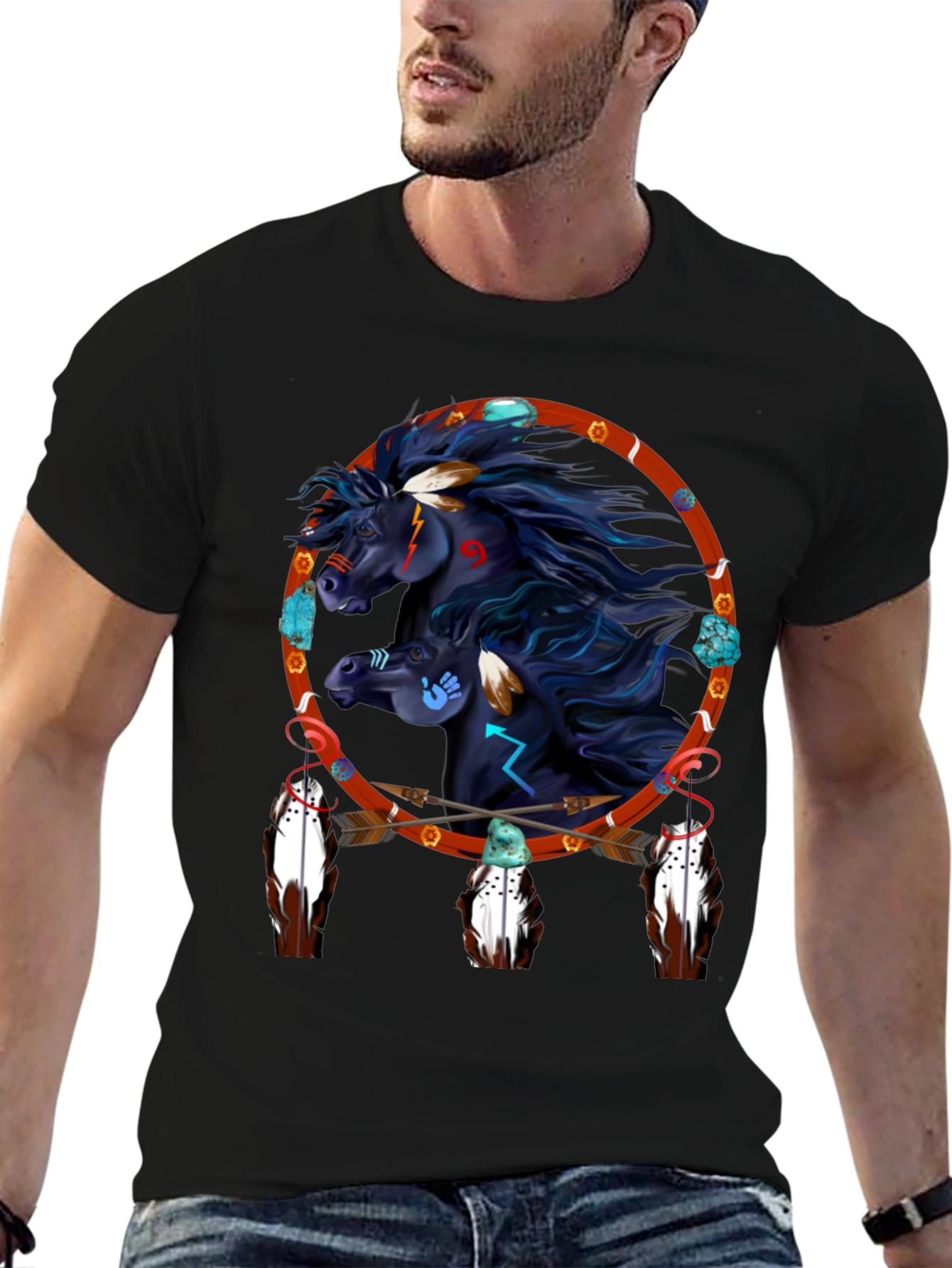 Native American Horse Dreamcatcher Graphic Tee