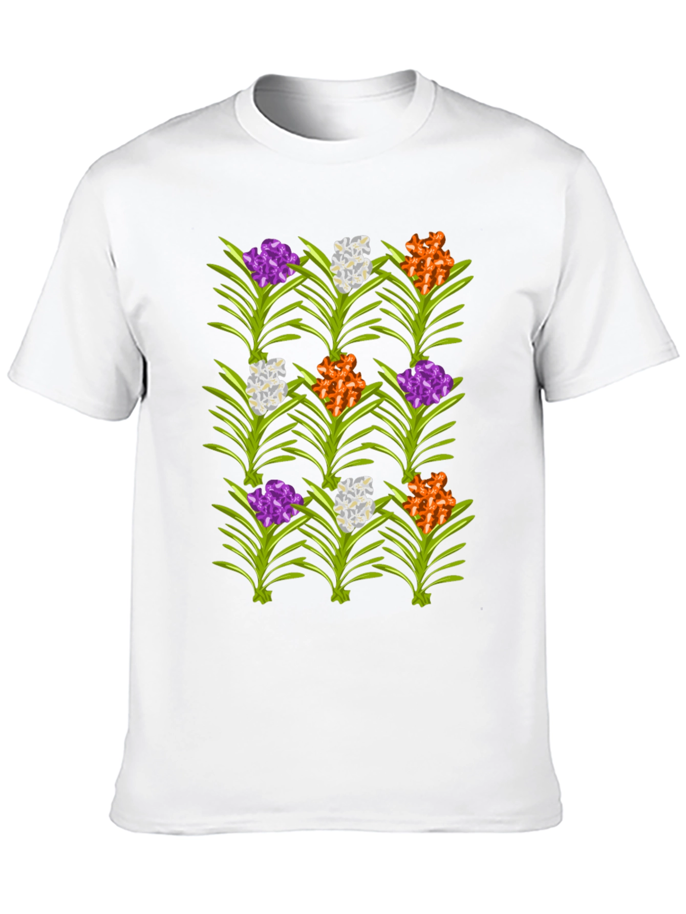 Floral Pattern Mens Black T-Shirt