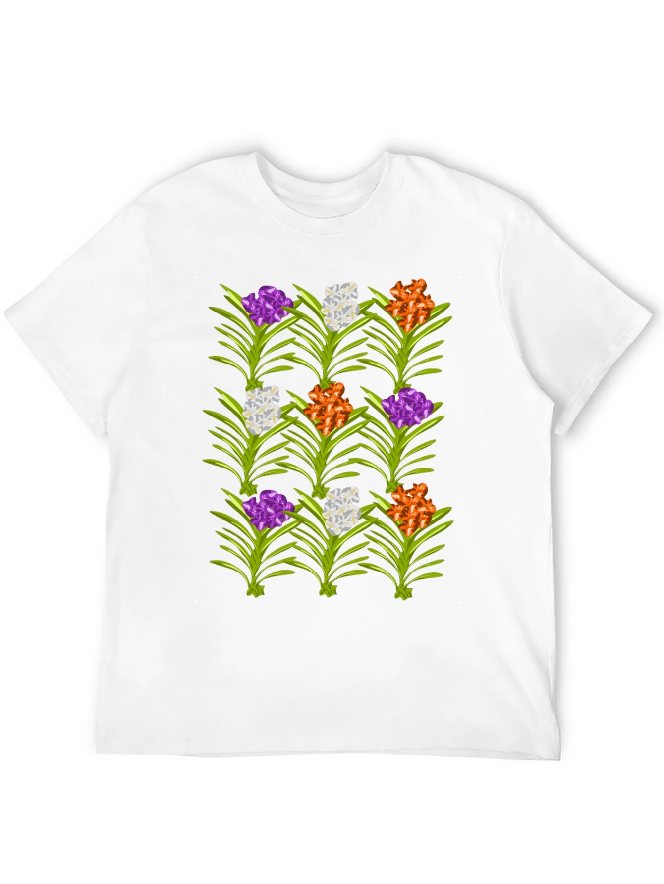 Floral Pattern Mens Black T-Shirt
