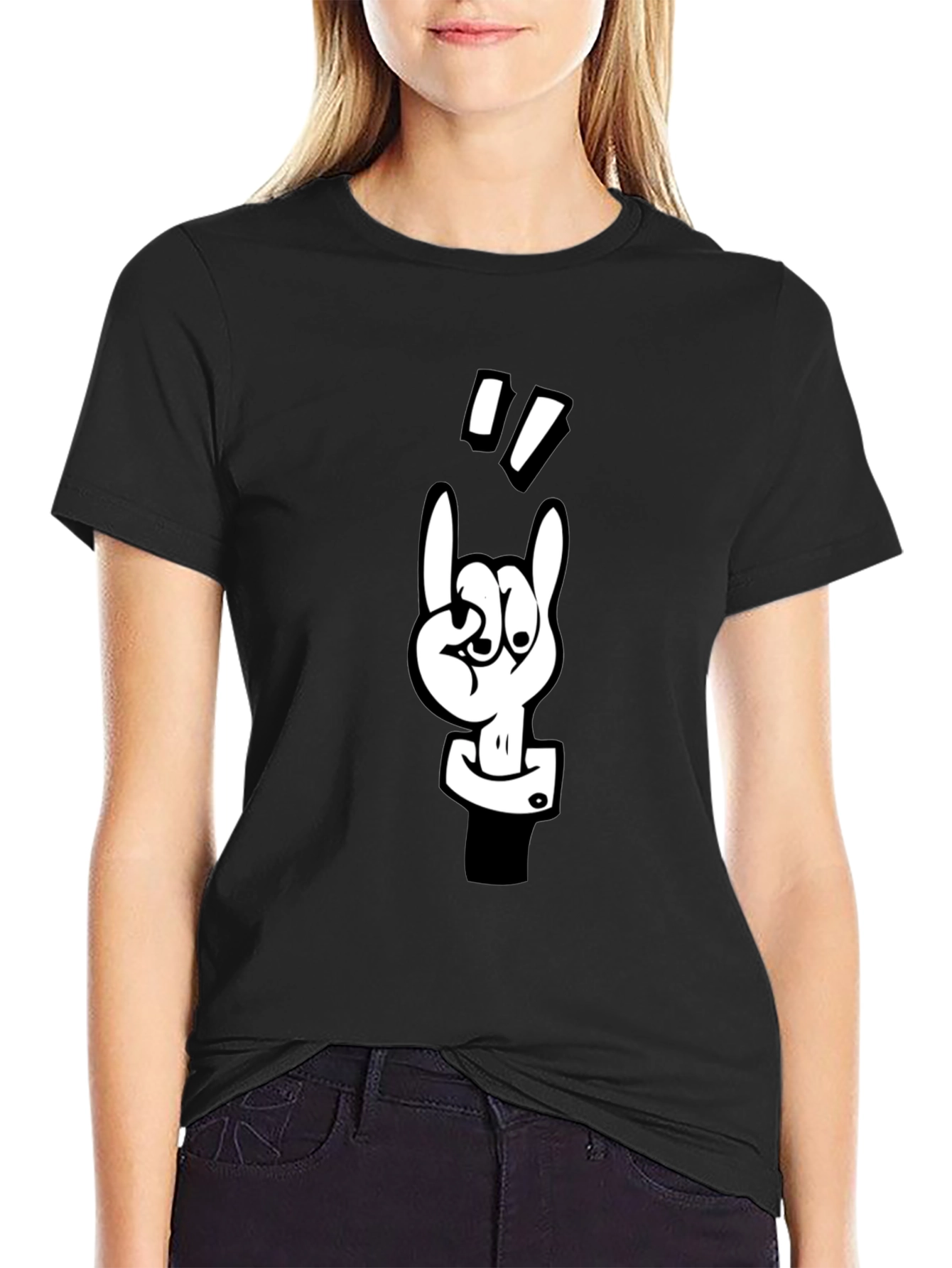 Rock On T-Shirt - Black Cotton Tee