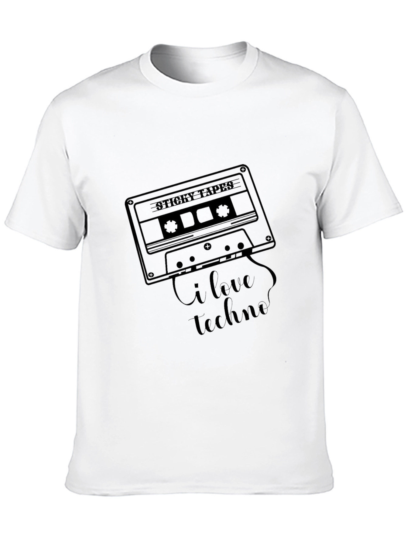 I Love Techno Cassette Tape Graphic T-Shirt