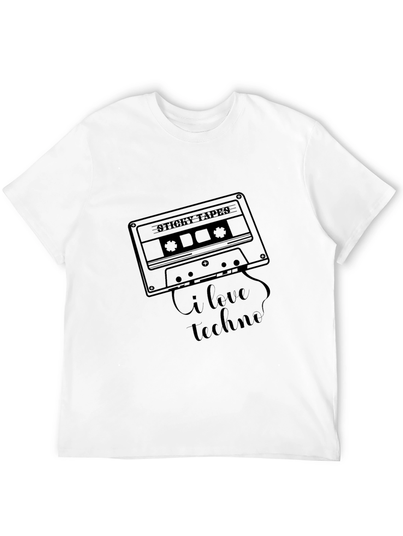 I Love Techno Cassette Tape Graphic T-Shirt
