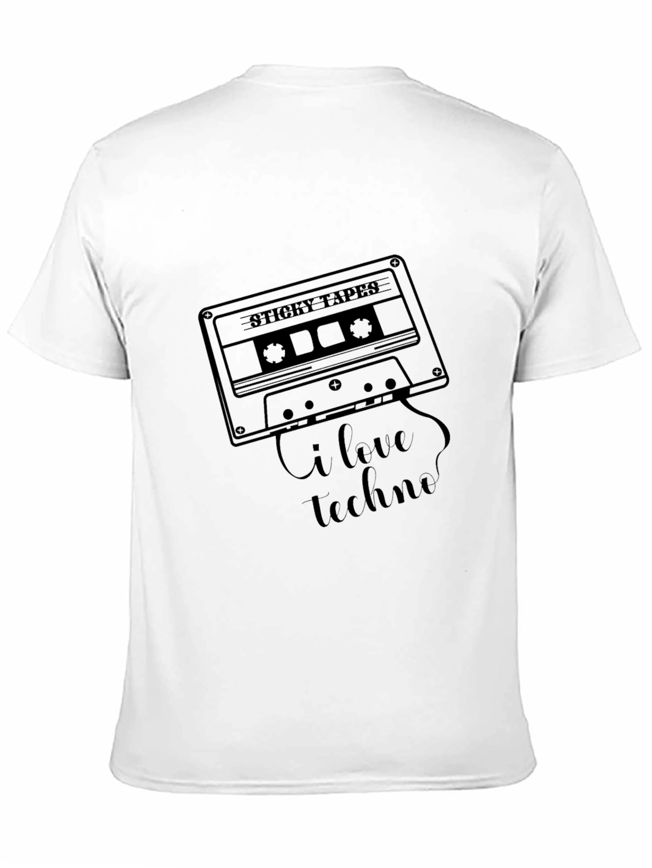 I Love Techno Cassette Tape Graphic T-Shirt