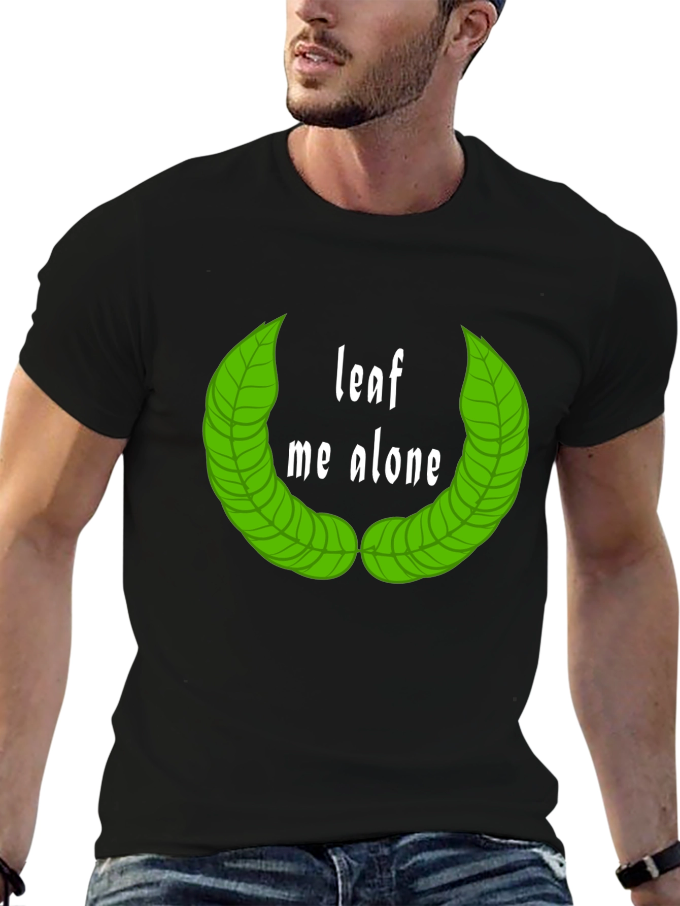 Leaf Me Alone Graphic T-Shirt - Black Cotton Tee