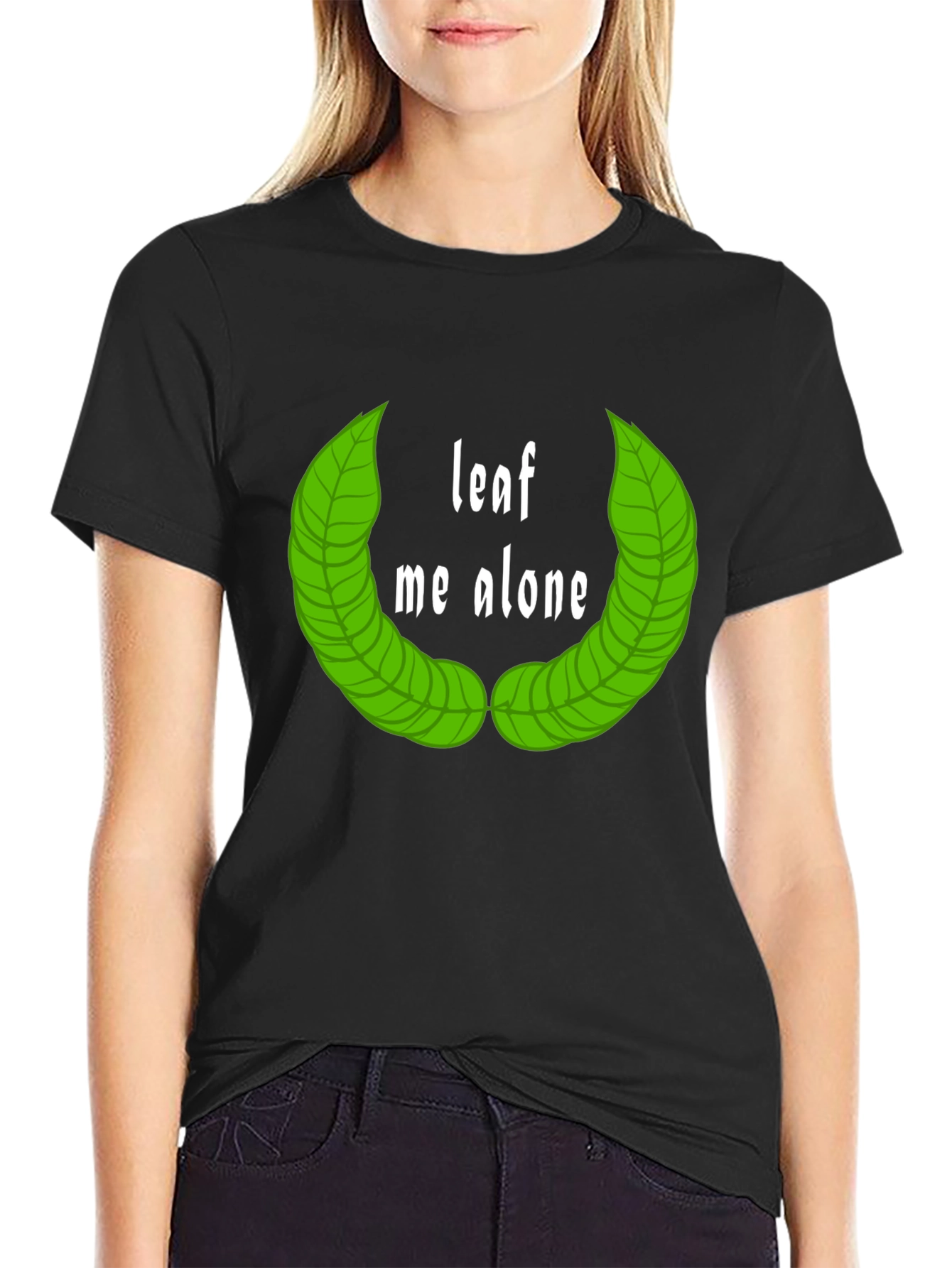 Leaf Me Alone Graphic T-Shirt - Black Cotton Tee