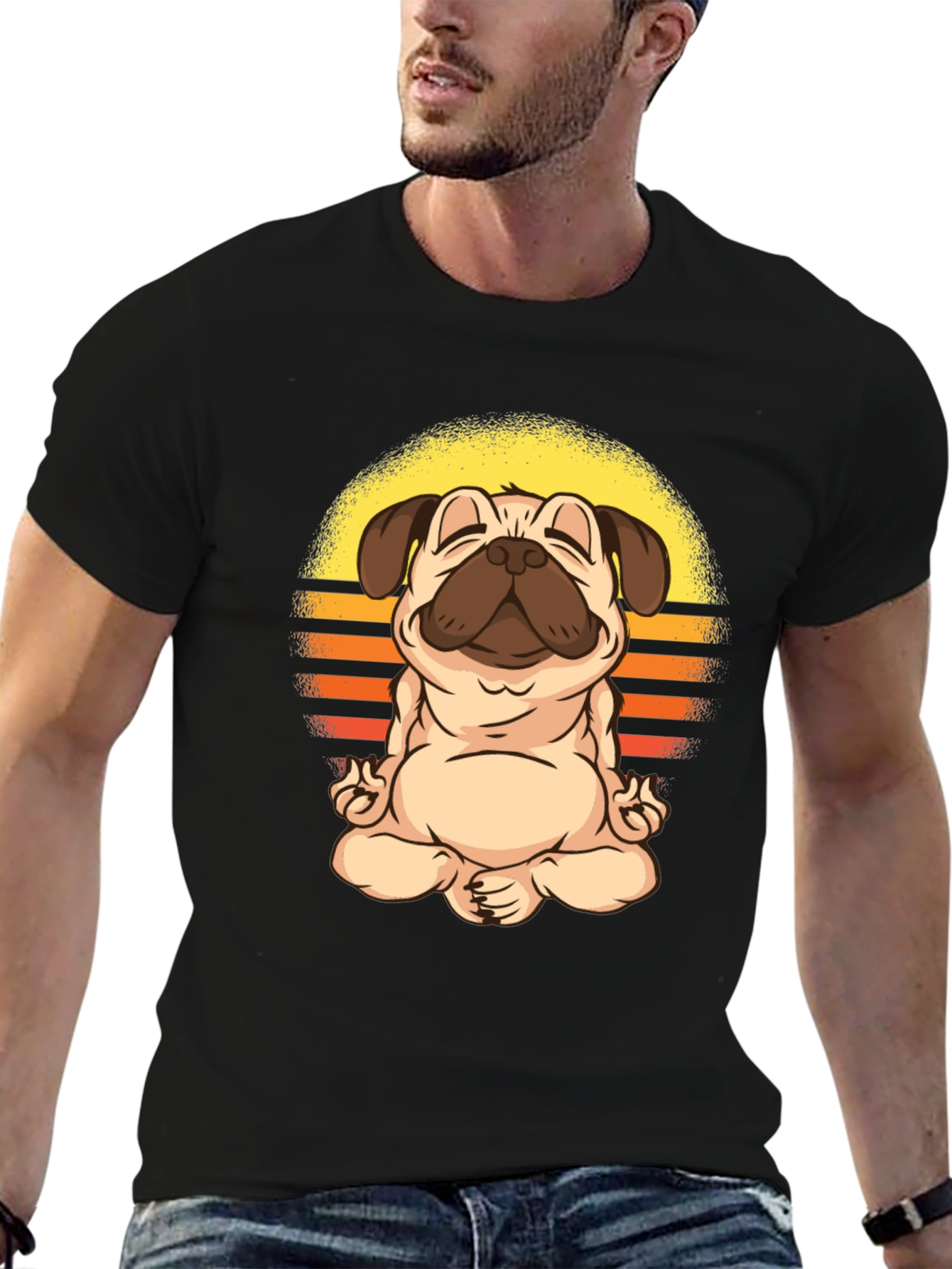 Zen Pug T-Shirt - Meditating Dog Tee