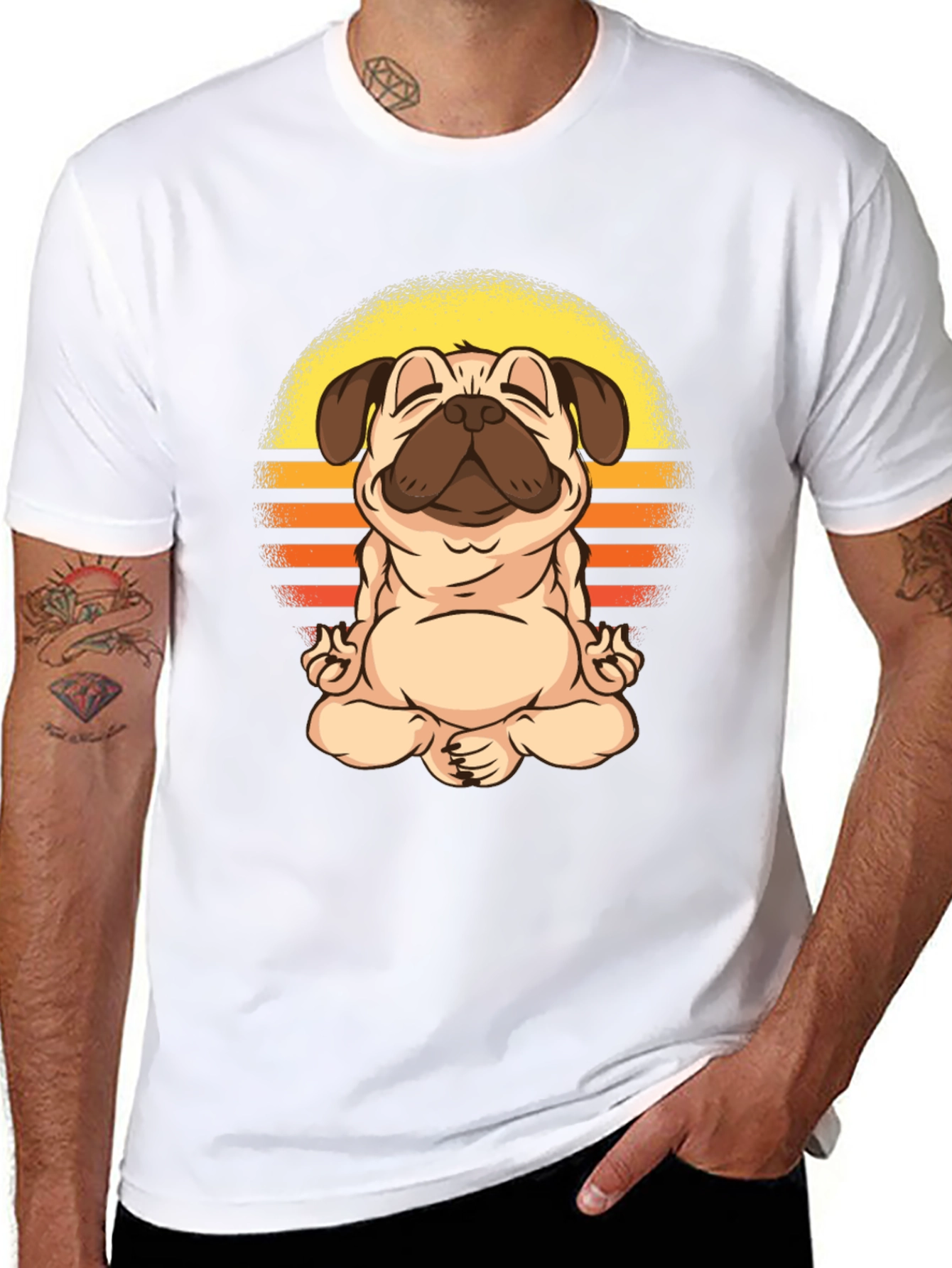 Zen Pug T-Shirt - Meditating Dog Tee