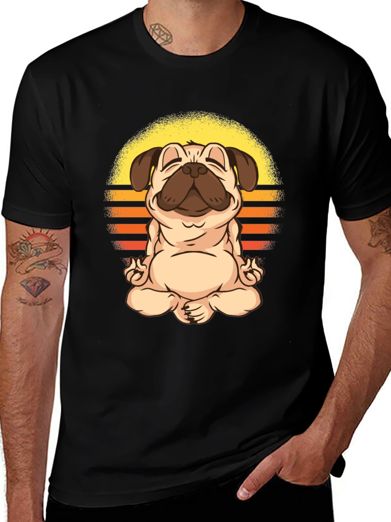 Zen Pug T-Shirt - Meditating Dog Tee