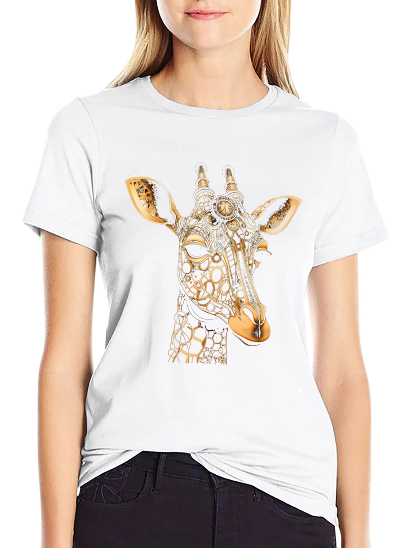 Steampunk Giraffe Graphic T-Shirt - Black