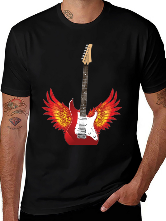 Winged Guitar Graphic Tee - Rock Star Style
