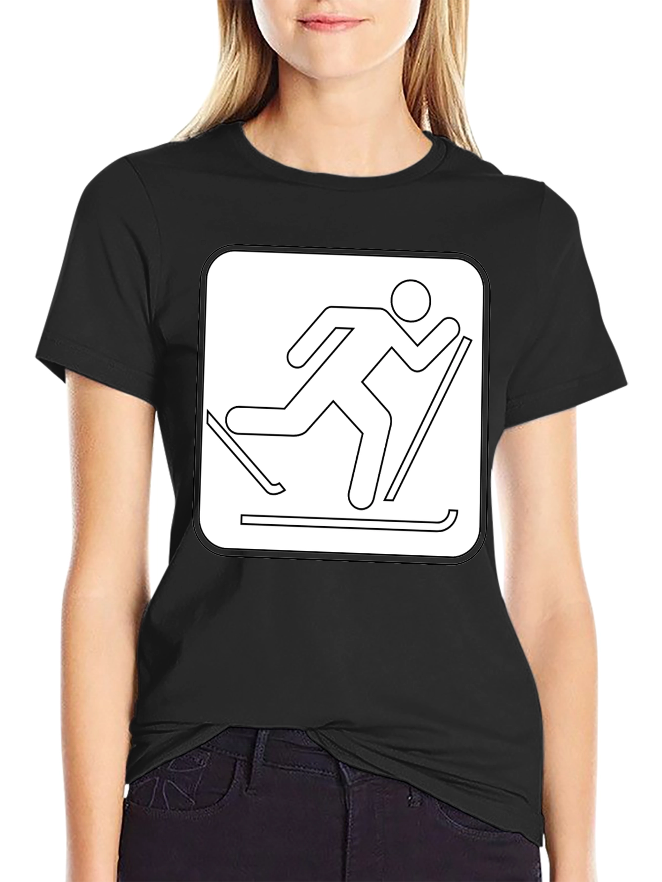 Skiing Icon Black T-Shirt - Unisex Style