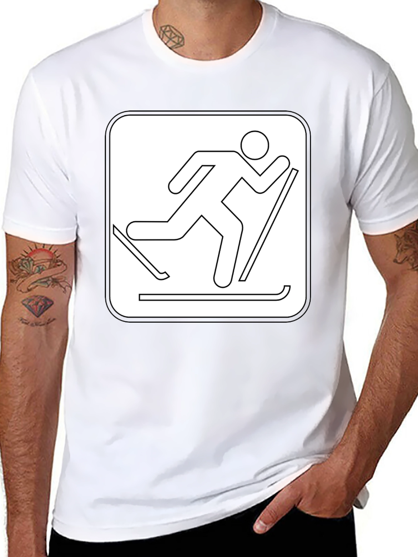 Skiing Icon Black T-Shirt - Unisex Style
