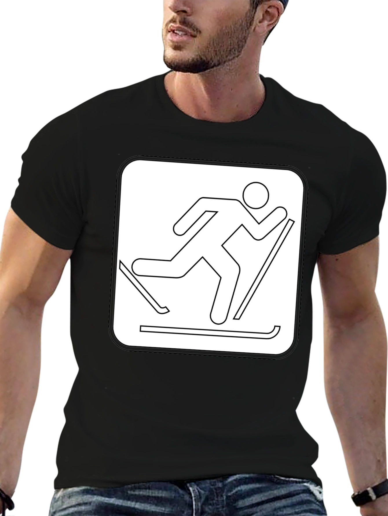 Skiing Icon Black T-Shirt - Unisex Style