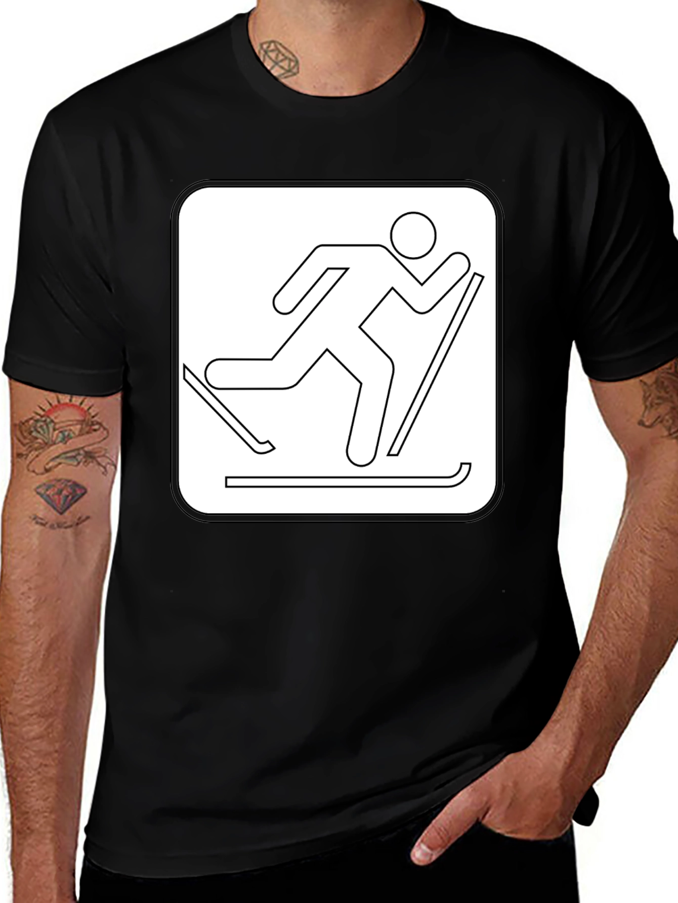 Skiing Icon Black T-Shirt - Unisex Style