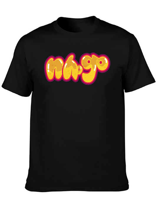 Black Graphic Tee - Cartoon Graffiti Style Print