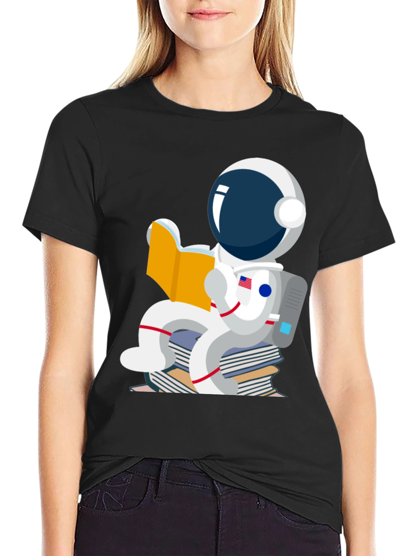 Astronaut Reading Book T-Shirt