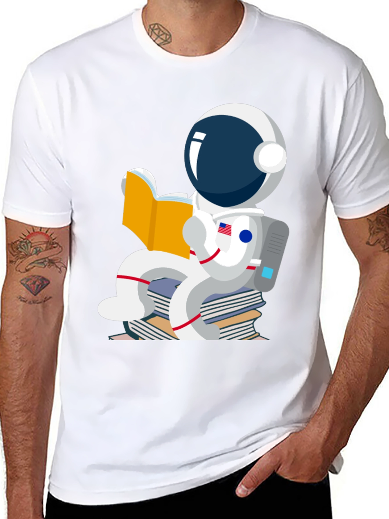 Astronaut Reading Book T-Shirt