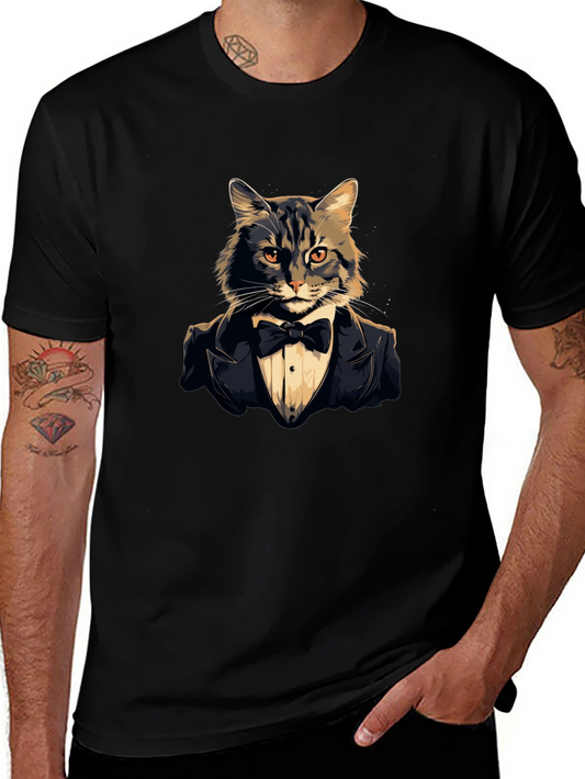 Dapper Cat Tuxedo T-Shirt - Cool Feline Formal Wear Tee