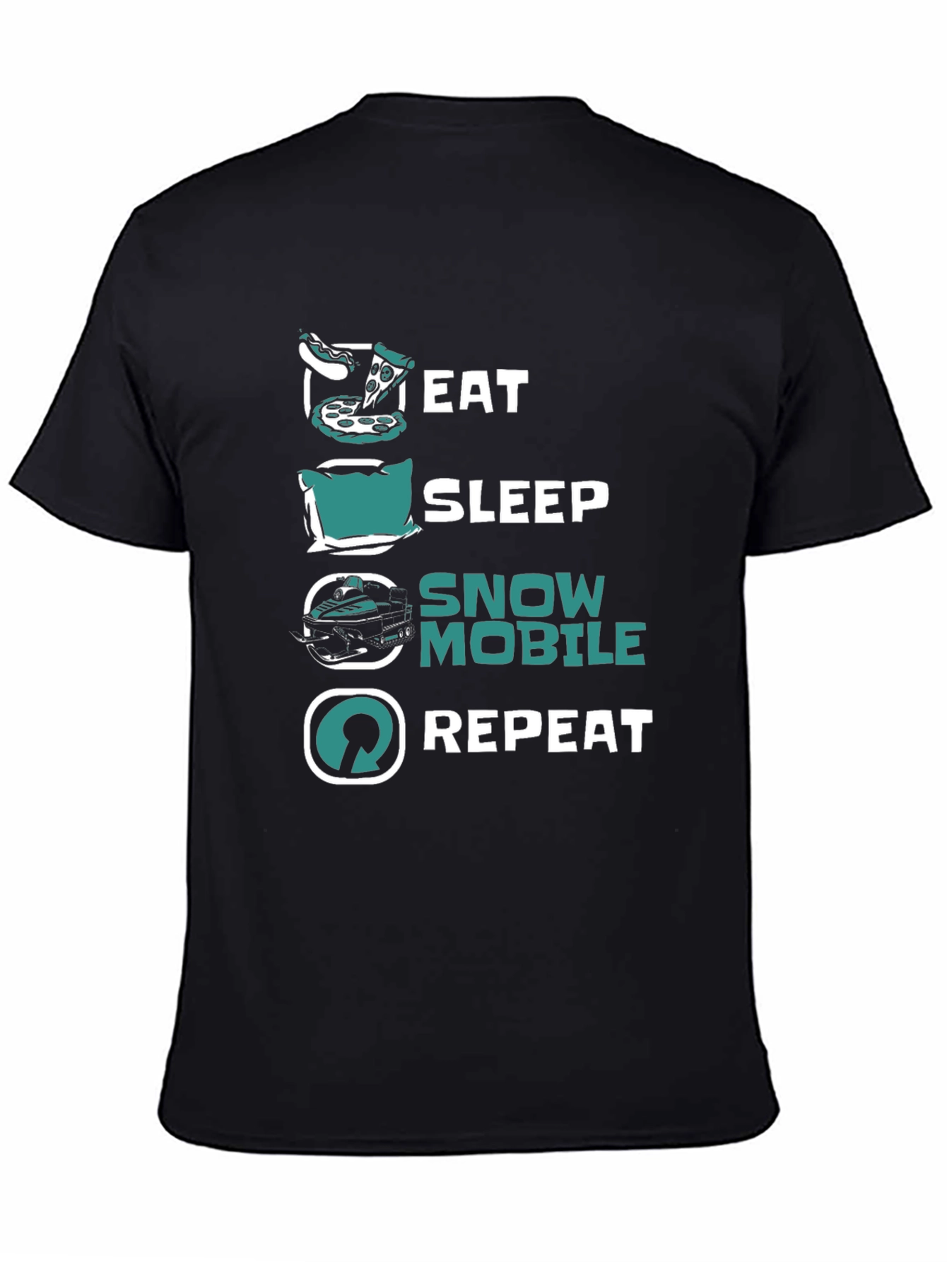 Eat Sleep Snowmobile Repeat Black T-Shirt