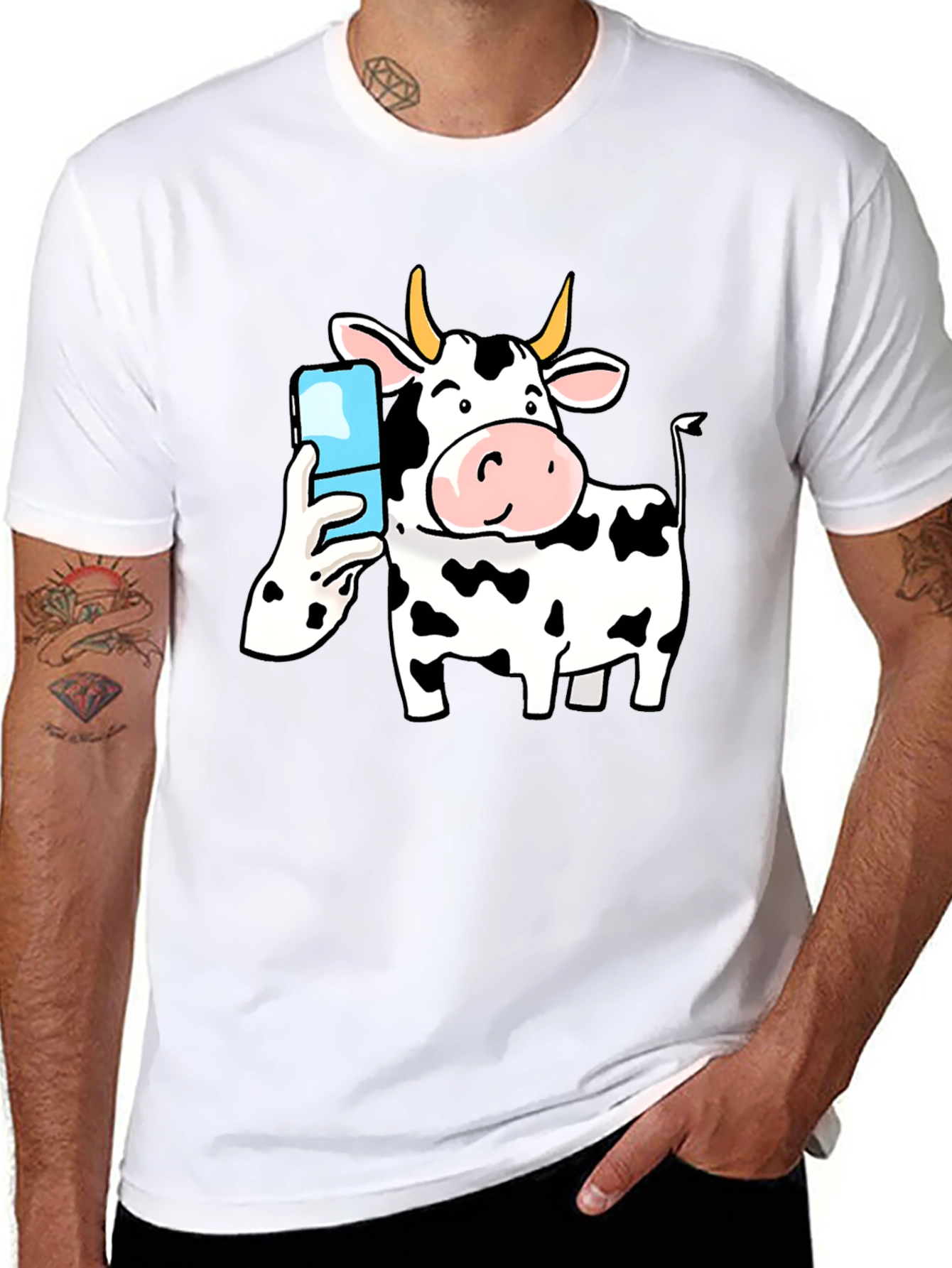 Cow Selfie Black T-Shirt
