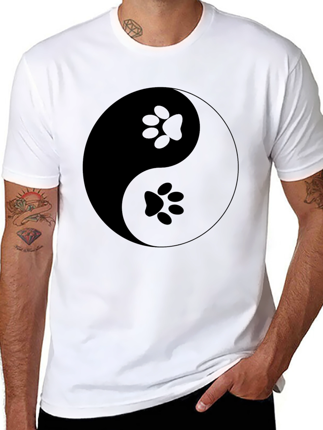 Yin Yang Paw Print T-Shirt - Balance & Harmony