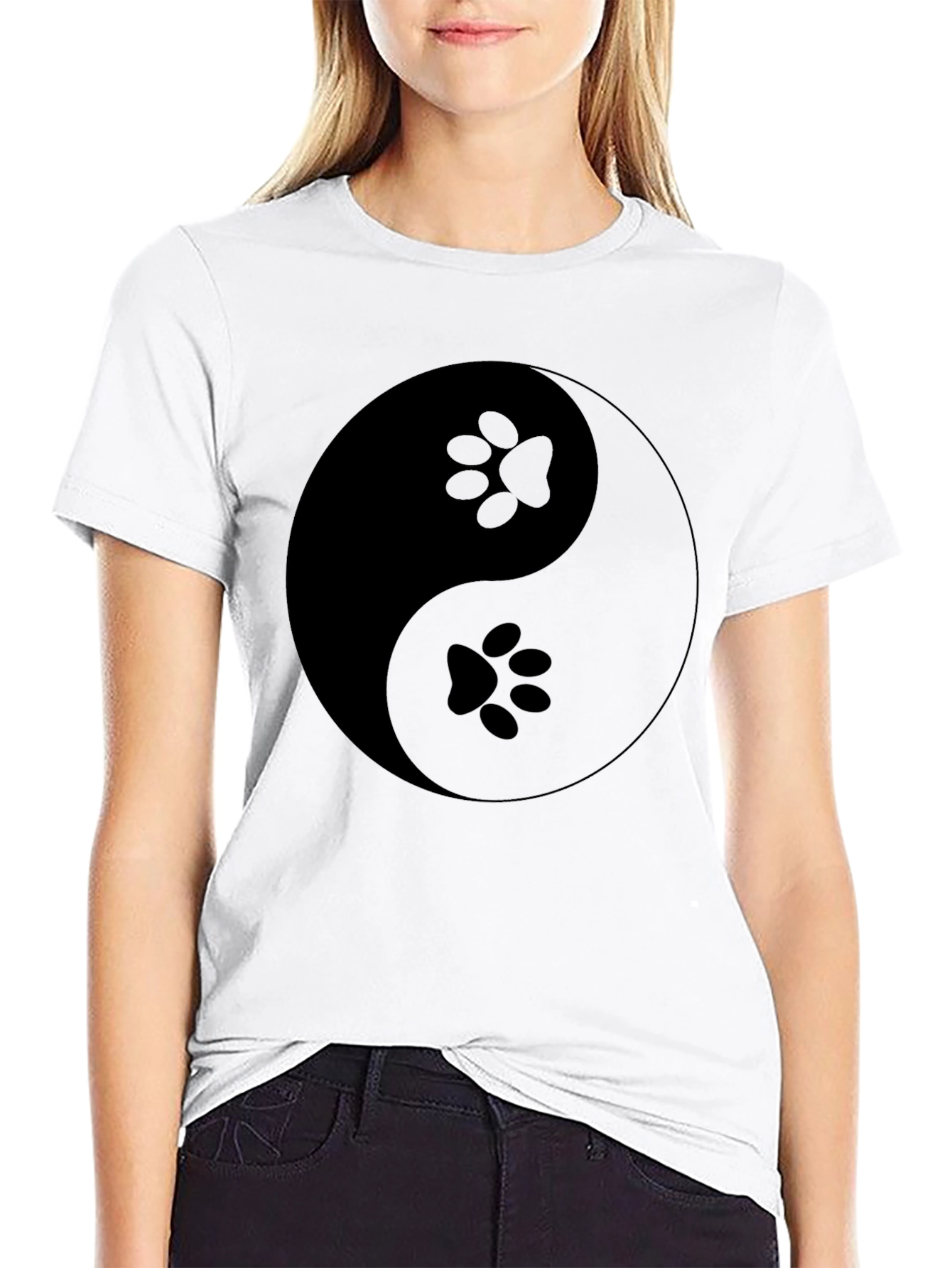 Yin Yang Paw Print T-Shirt - Balance & Harmony