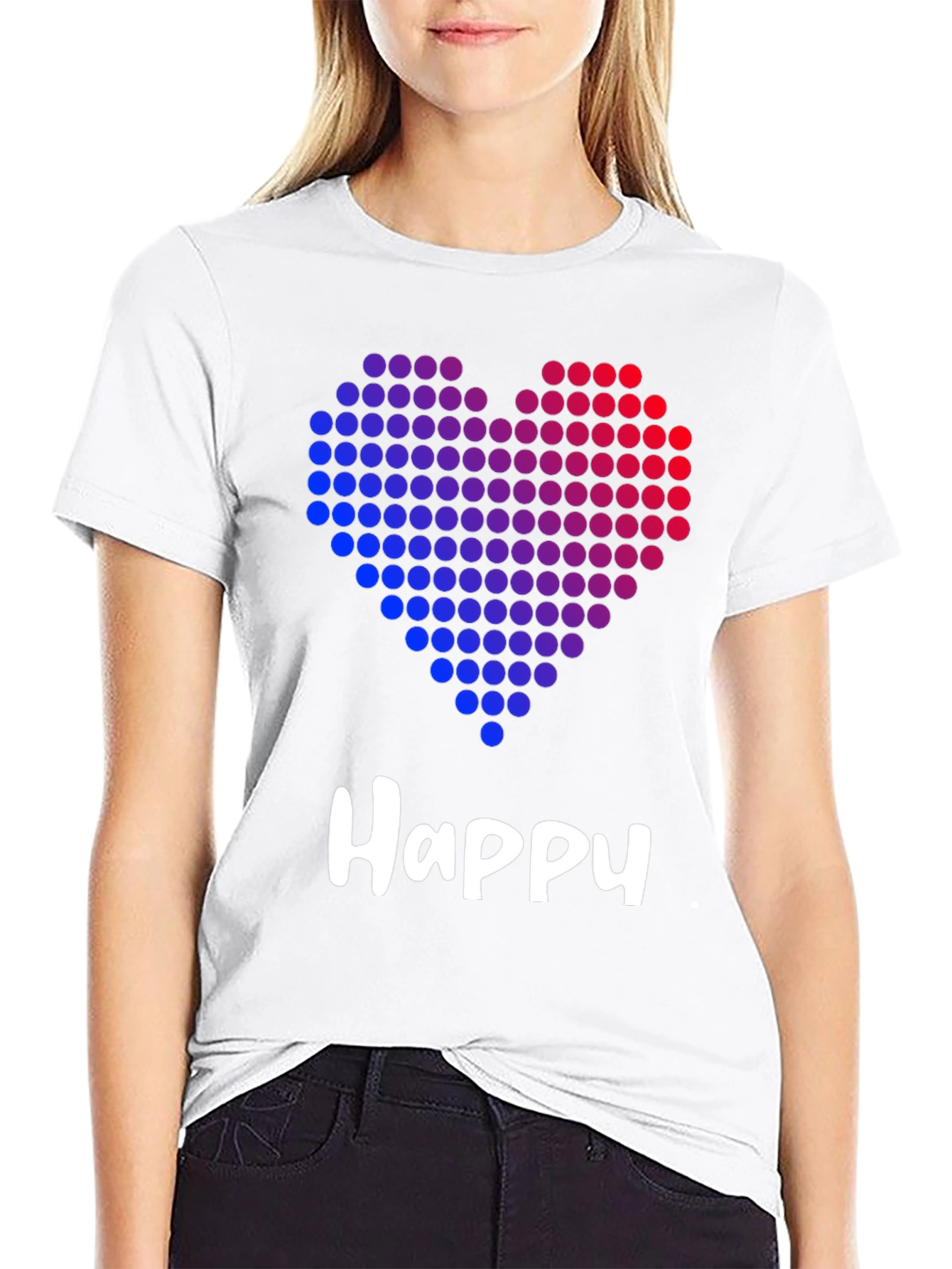 Happy Heart Graphic Black T-Shirt