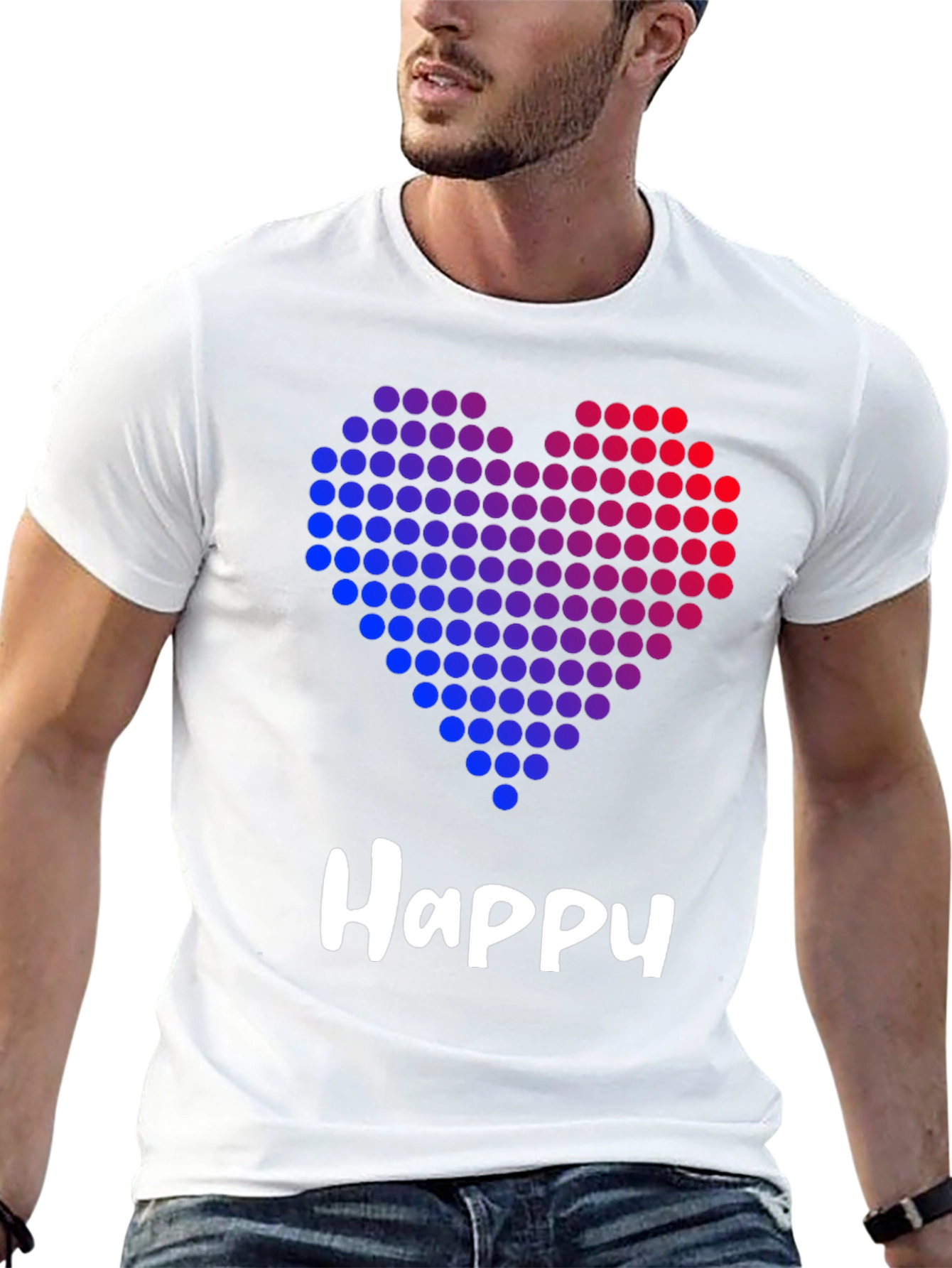 Happy Heart Graphic Black T-Shirt