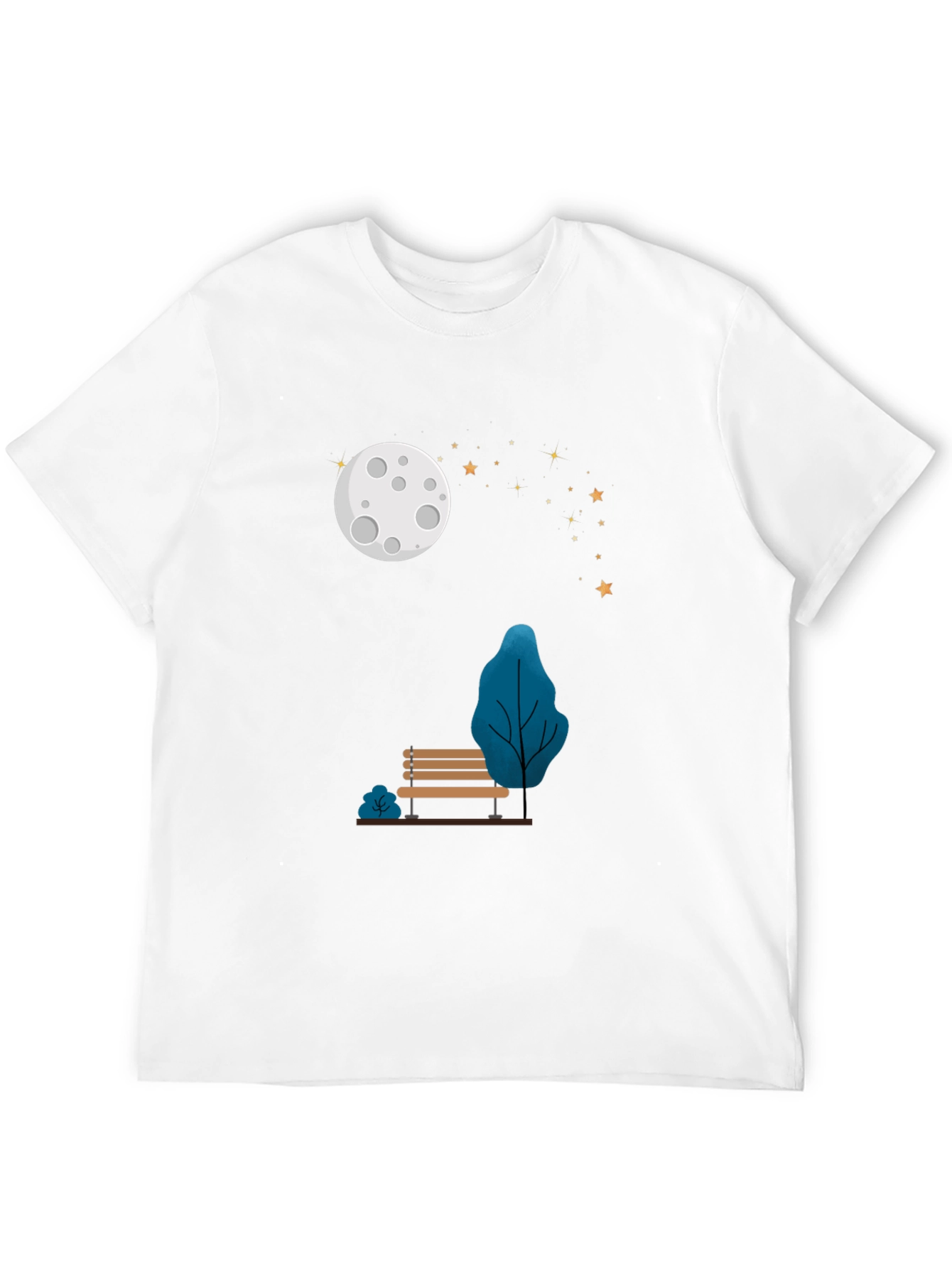 Moonlit Park Bench Graphic Tee - Black T-Shirt