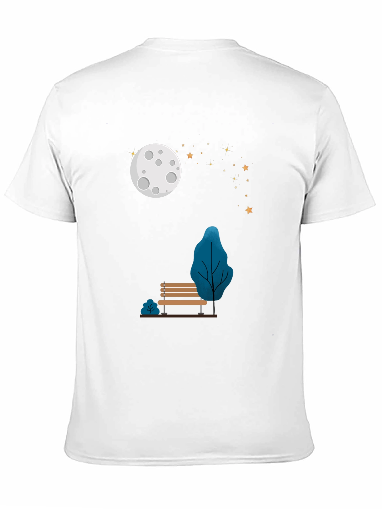 Moonlit Park Bench Graphic Tee - Black T-Shirt