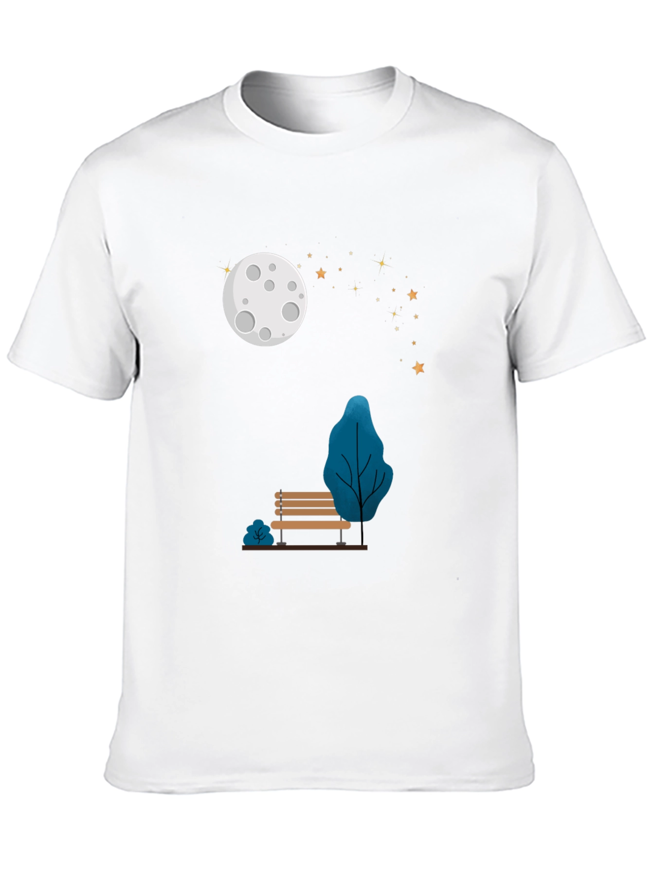 Moonlit Park Bench Graphic Tee - Black T-Shirt