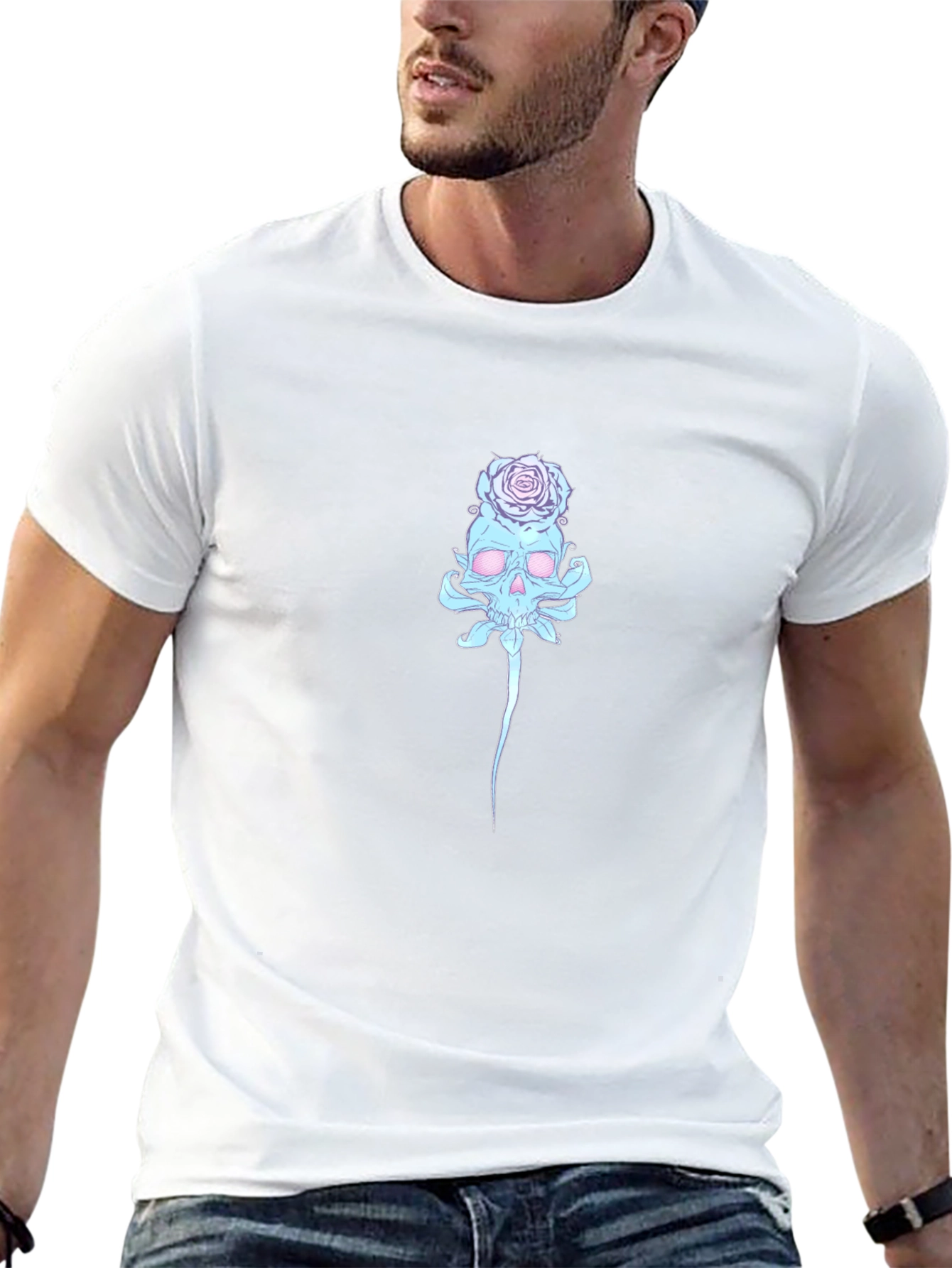 Skull & Rose Graphic T-Shirt - Black