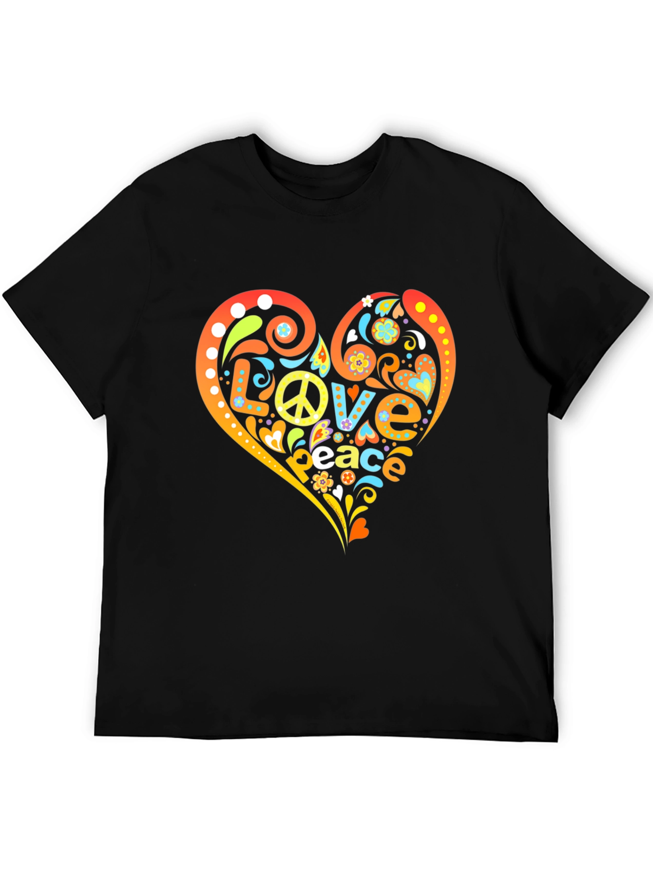 Love Peace T-Shirt - Retro Heart Design