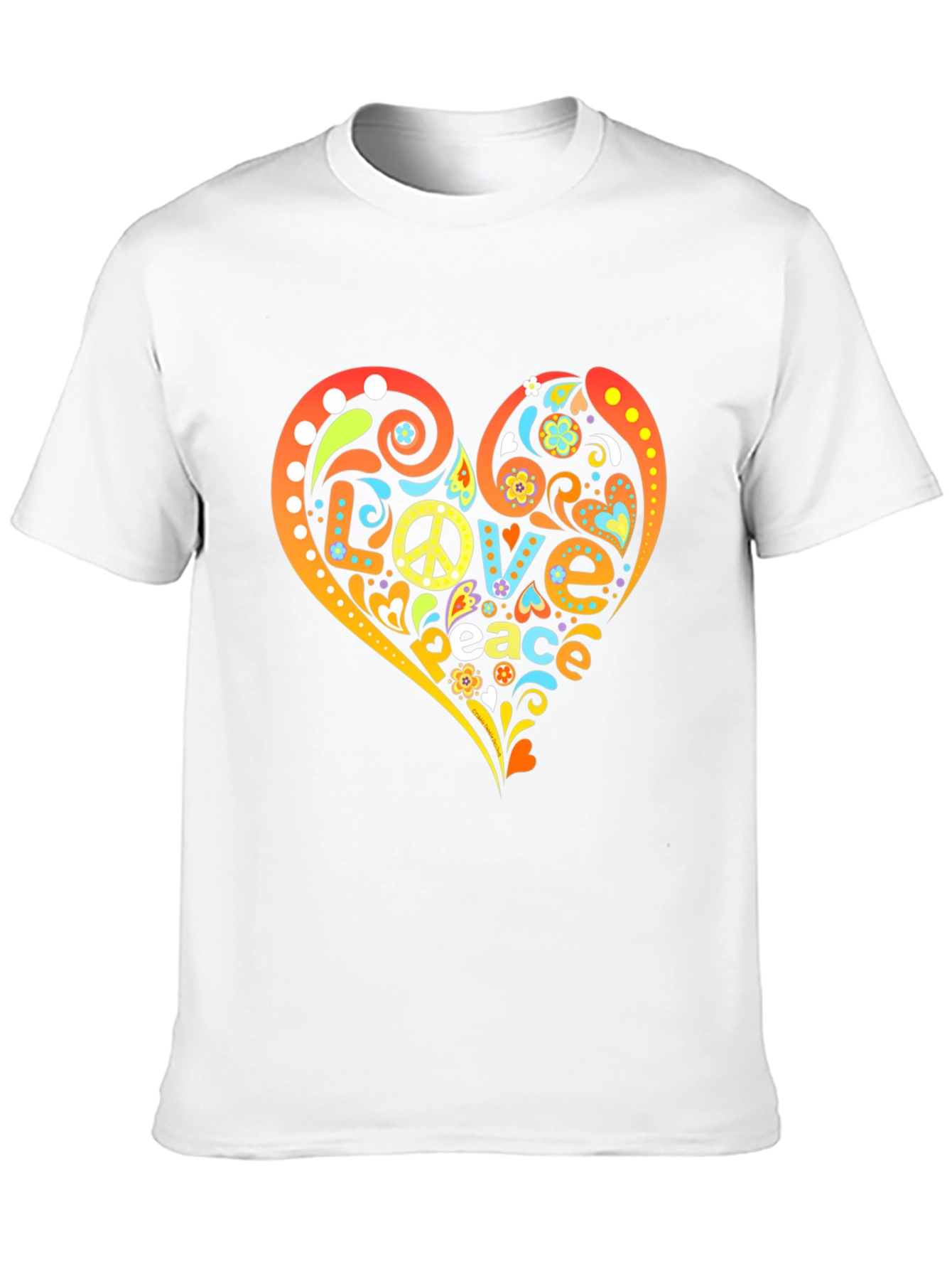 Love Peace T-Shirt - Retro Heart Design