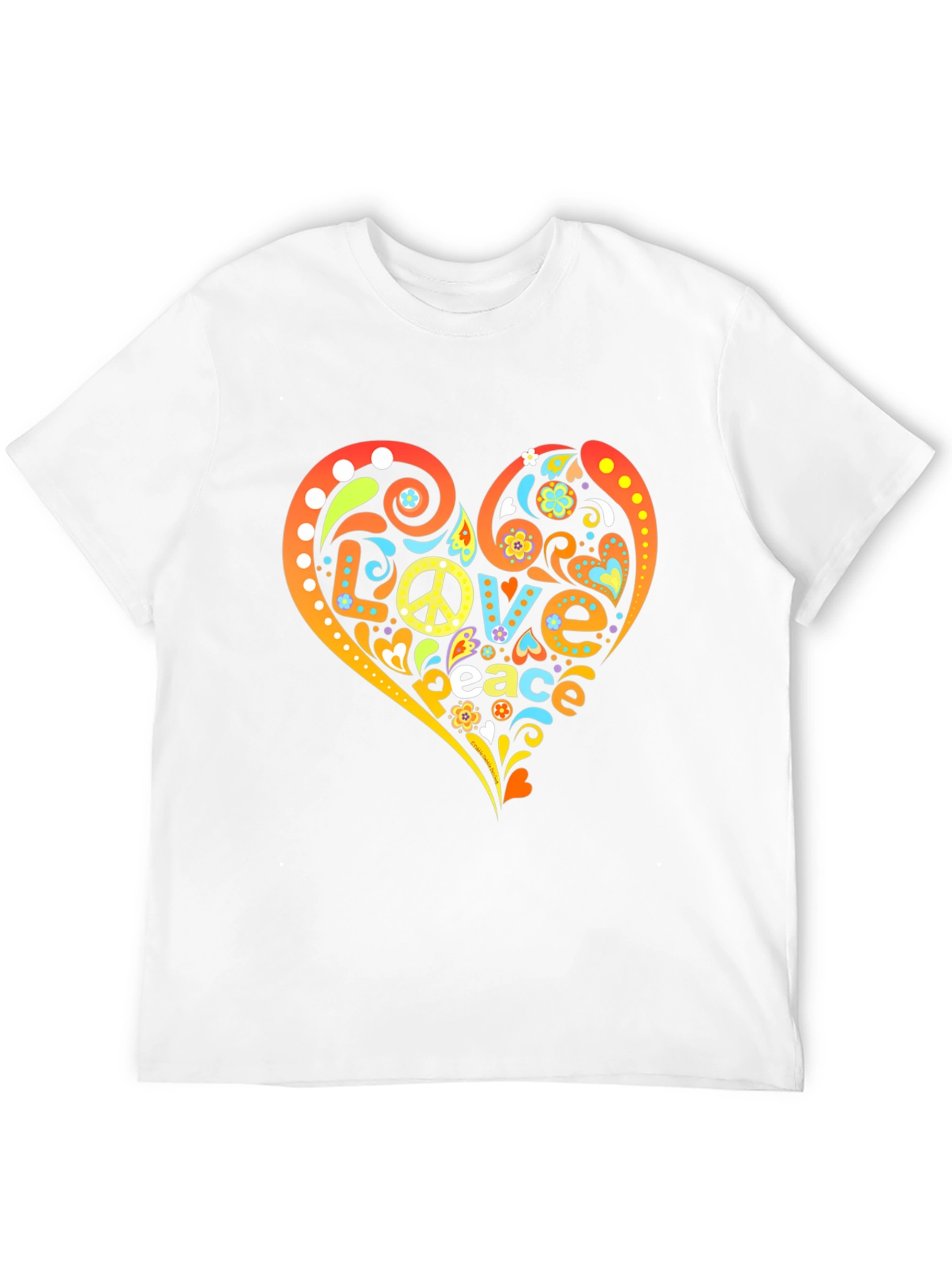Love Peace T-Shirt - Retro Heart Design