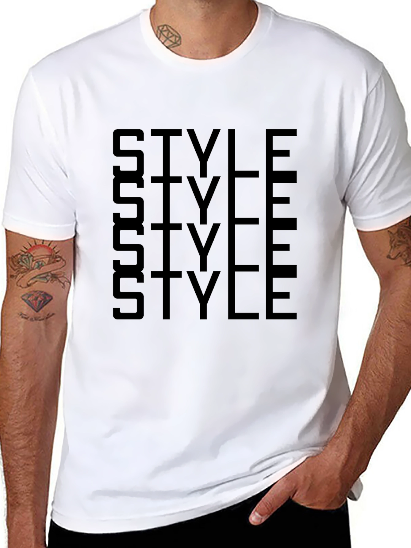 Mens Black Style Graphic Print T-Shirt