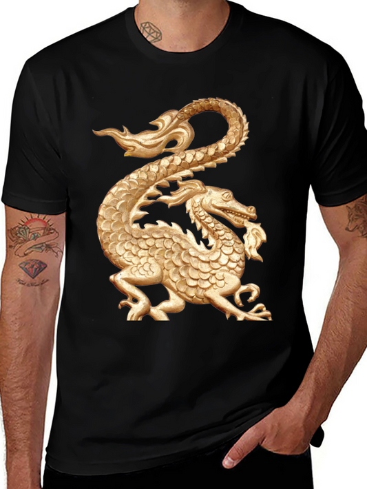Golden Dragon Graphic Black T-Shirt